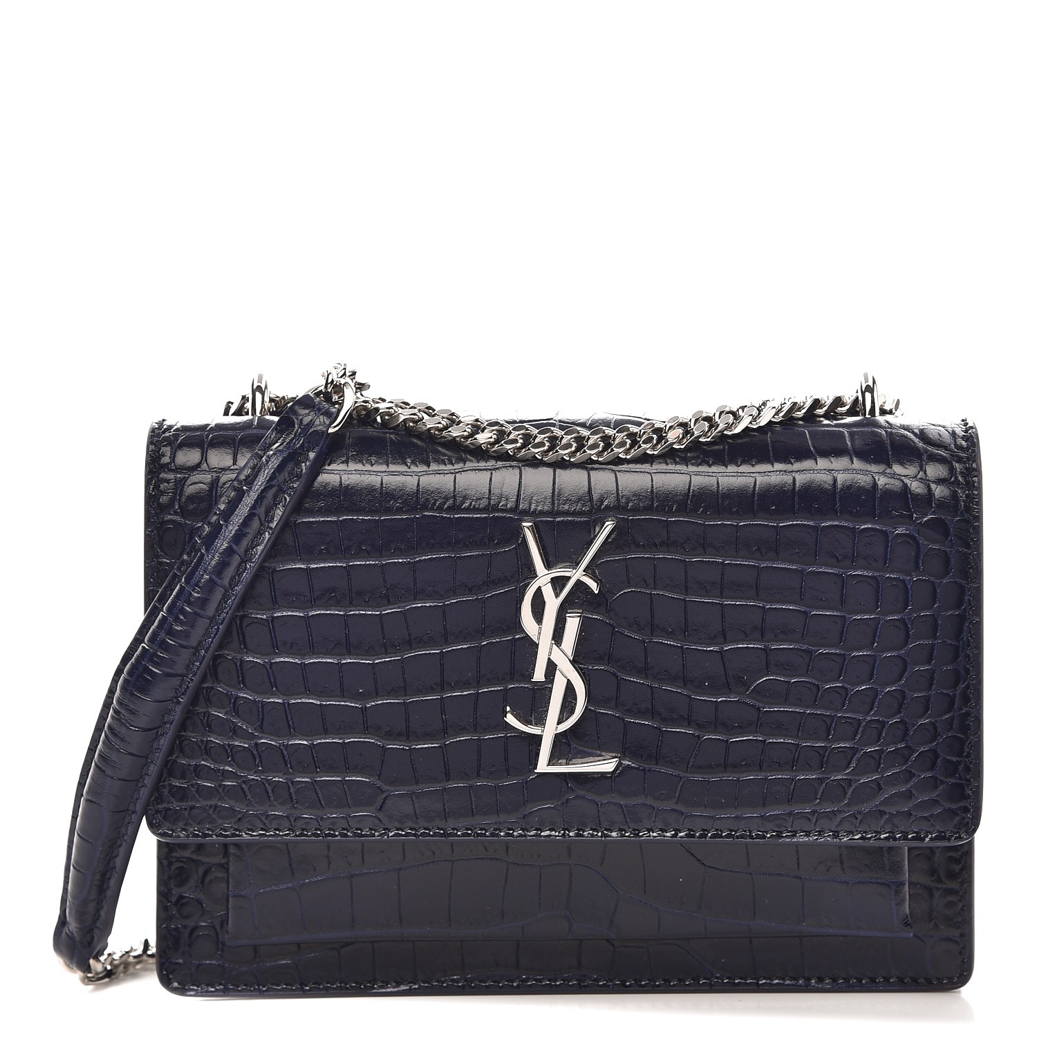 monogram ysl sunset small chain croco shoulder bag