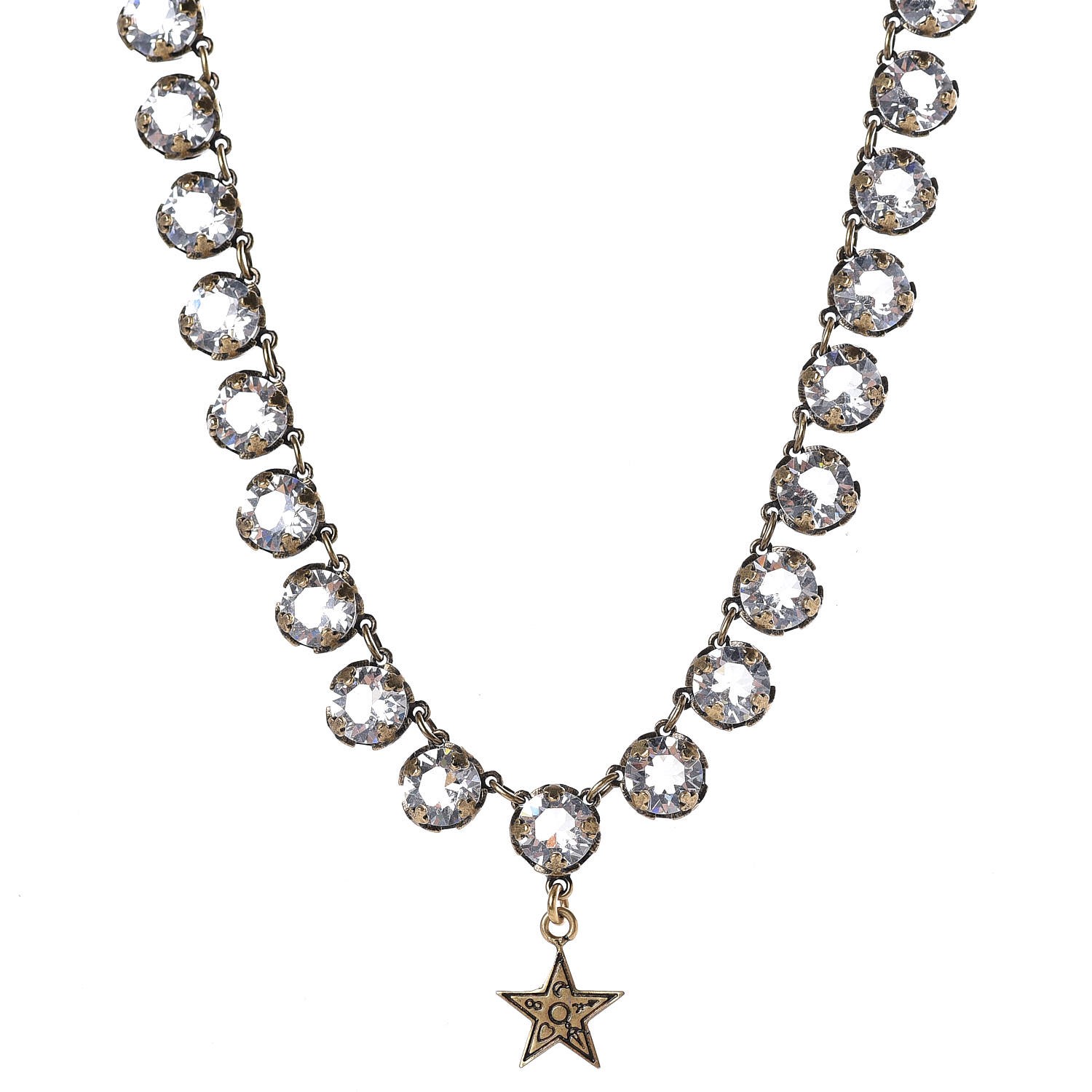 CHRISTIAN DIOR Crystal Star Necklace Gold 346203