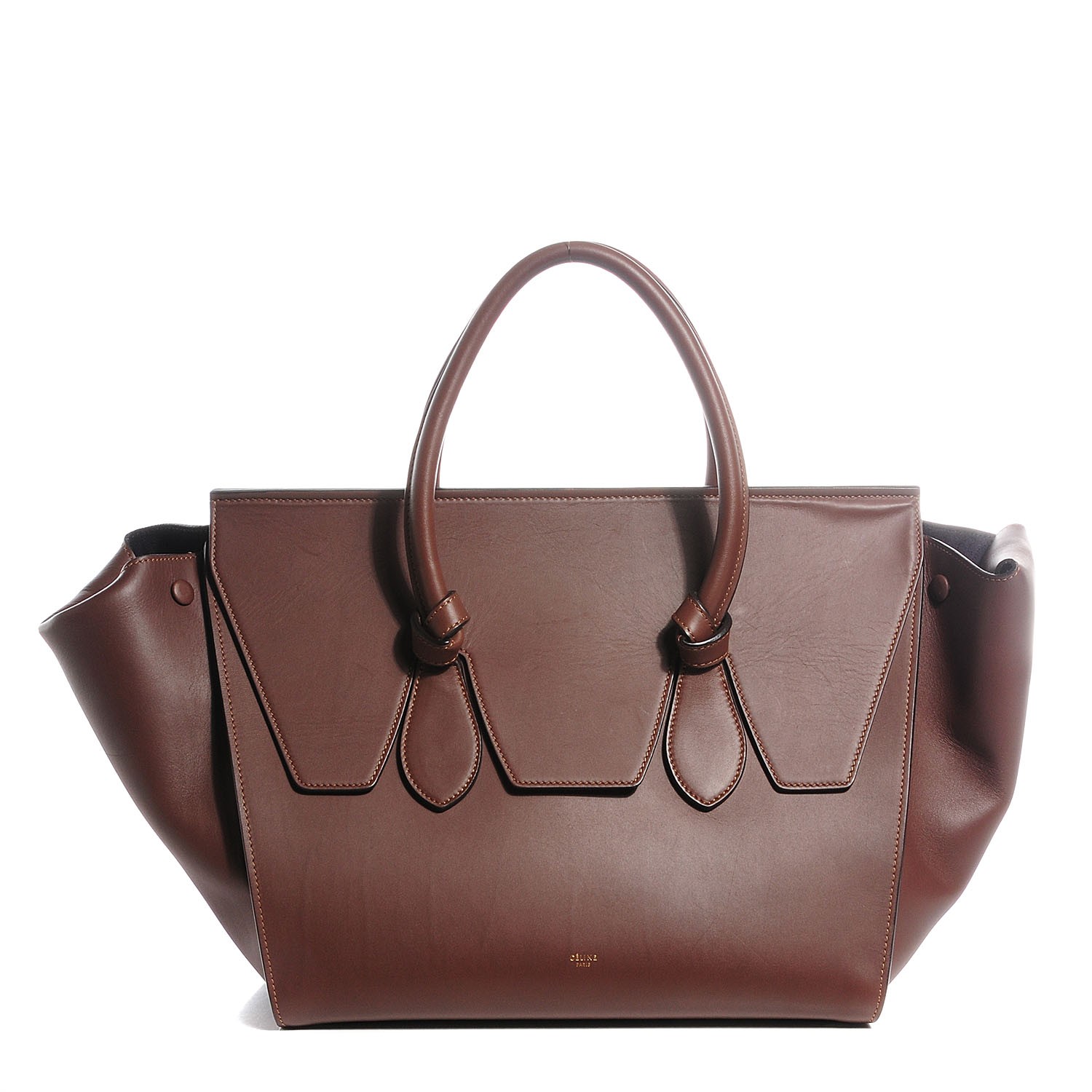 CELINE Natural Calfskin Medium Tie Knot Tote Acajou 100836 | FASHIONPHILE