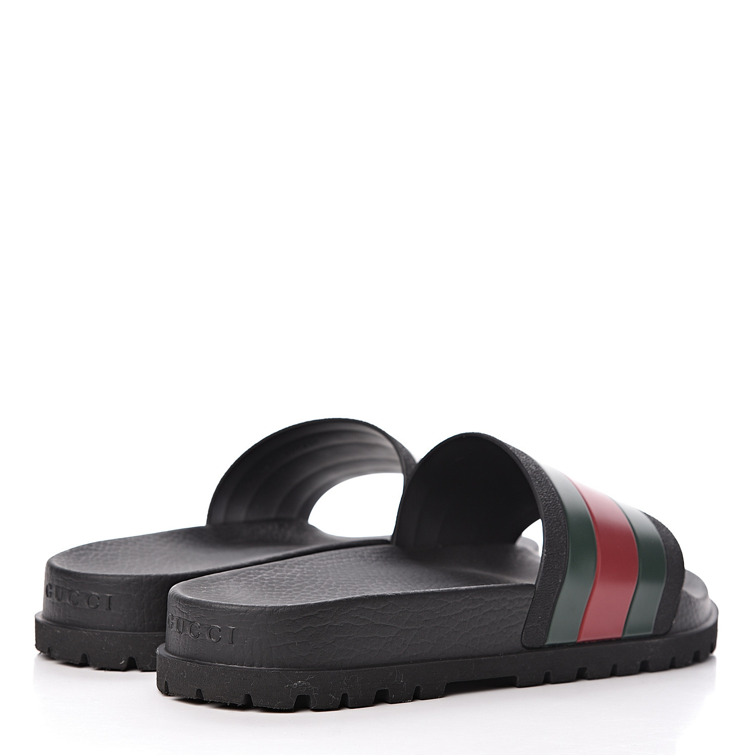 gucci rubber slides with web