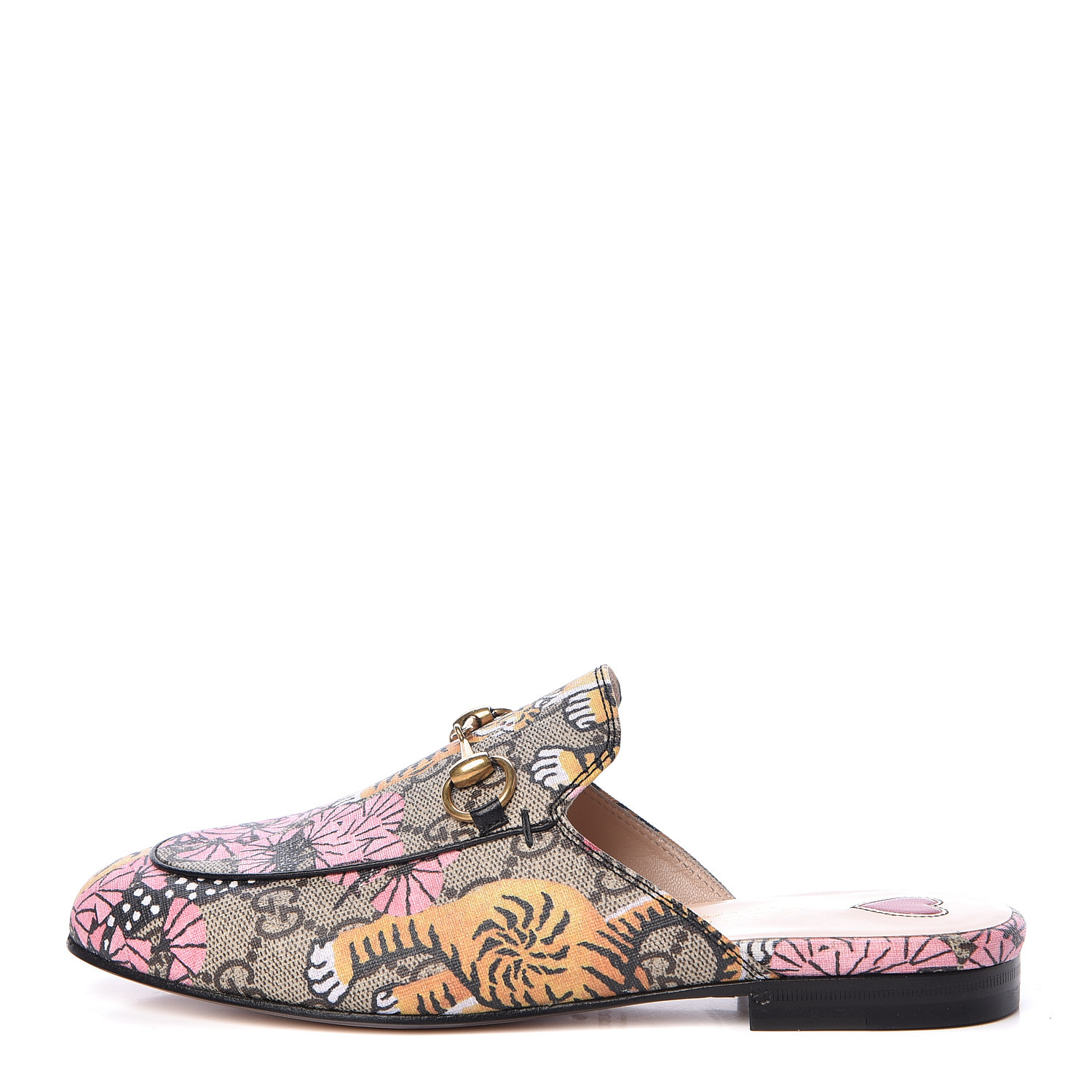 GUCCI GG Supreme Monogram Womens Bengal Princetown Slippers 34 488003