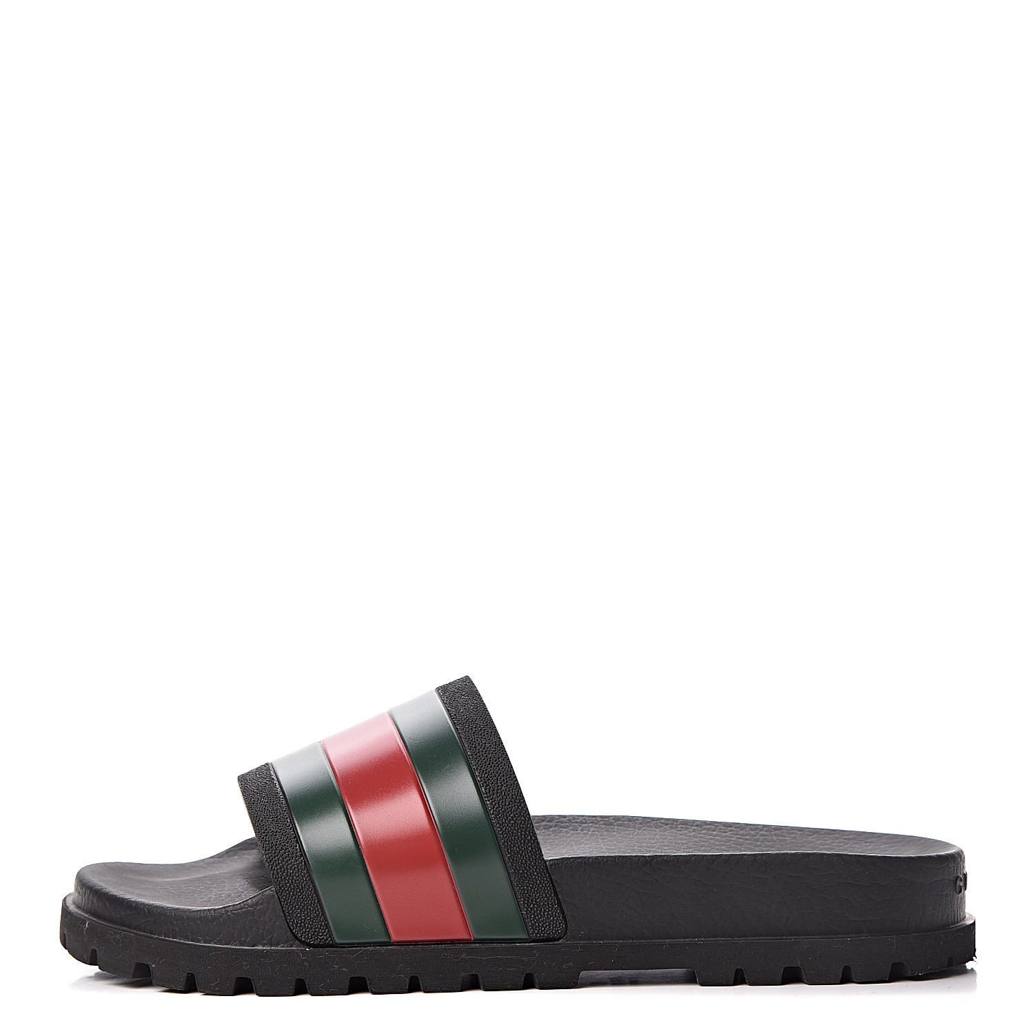 gucci rubber slides with web