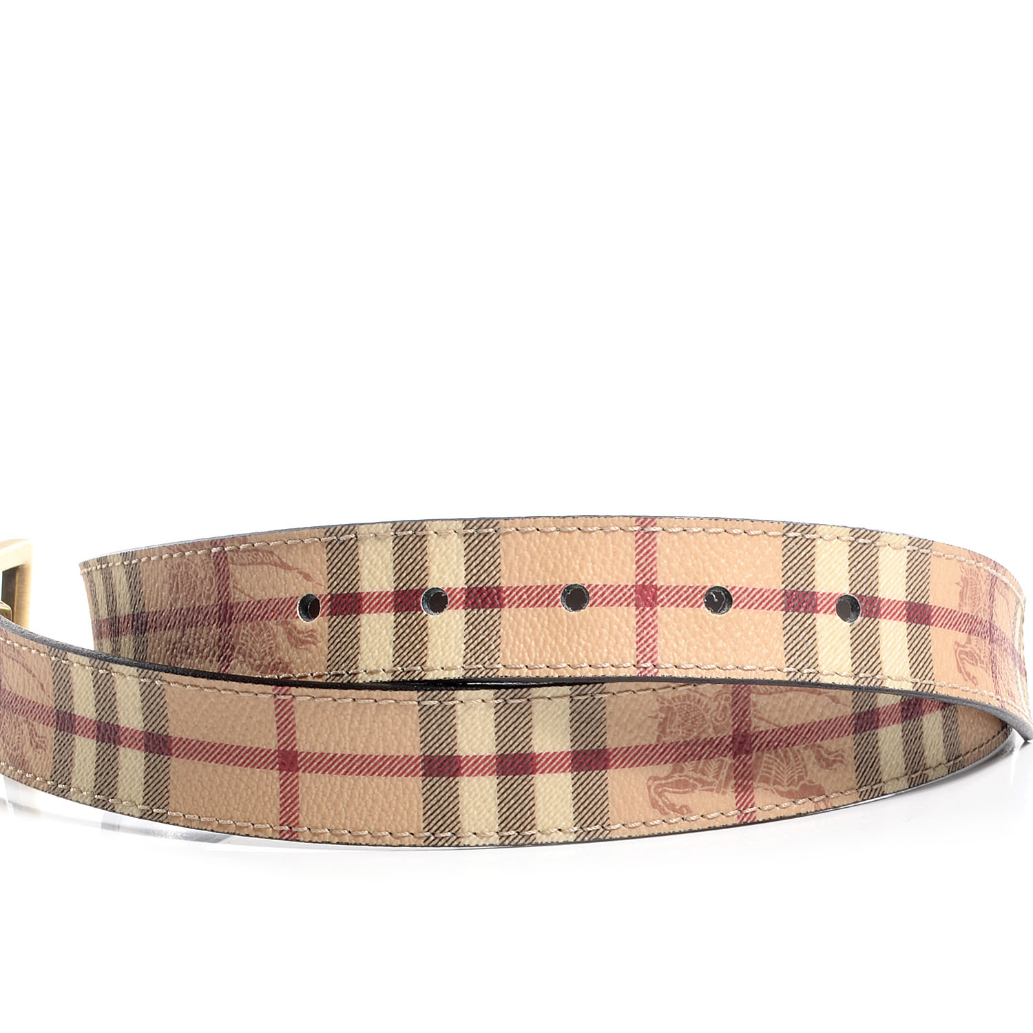 BURBERRY Haymarket Check Webster Reversible Belt 32 80 Brown 73050