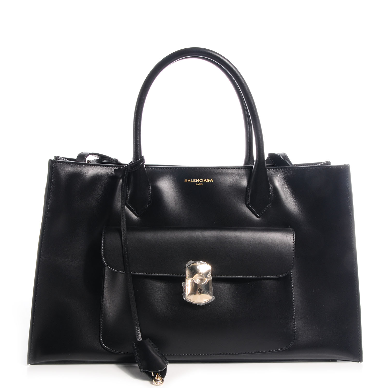 BALENCIAGA Calfskin Padlock Work S Black 68360