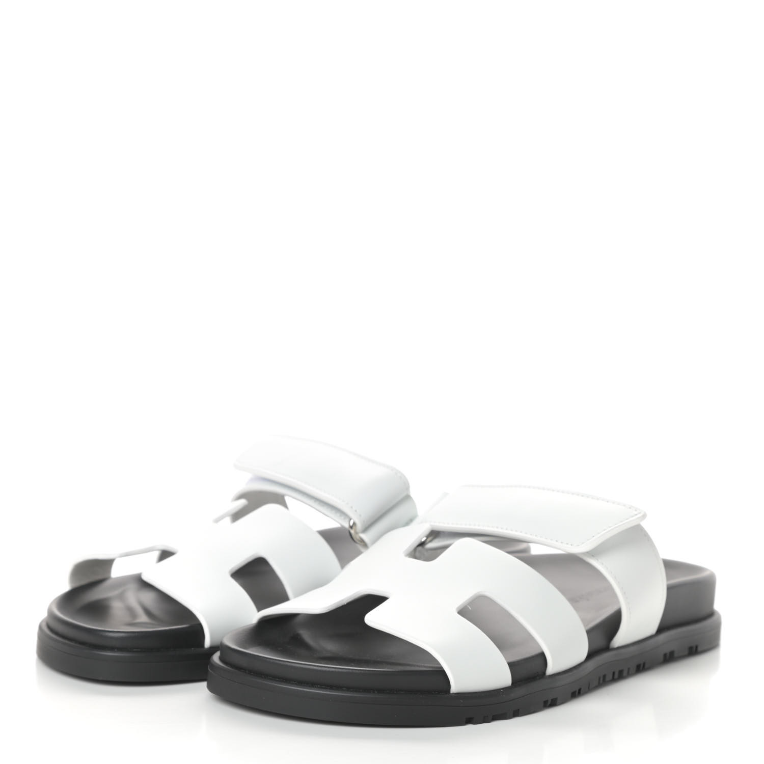 HERMES Calfskin Womens Chypre Sandal 38 White 755007 | FASHIONPHILE