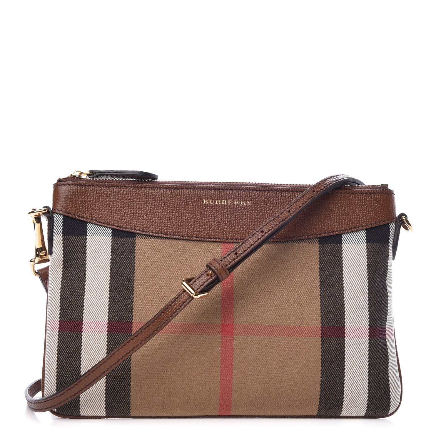 BURBERRY House Check Derby Peyton Crossbody Clutch Bag Tan 312413 ...