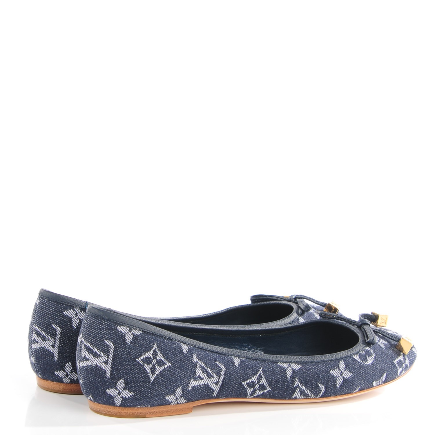 LOUIS VUITTON Denim Monogram Debbie Ballerina Flats 37.5 Blue 116108