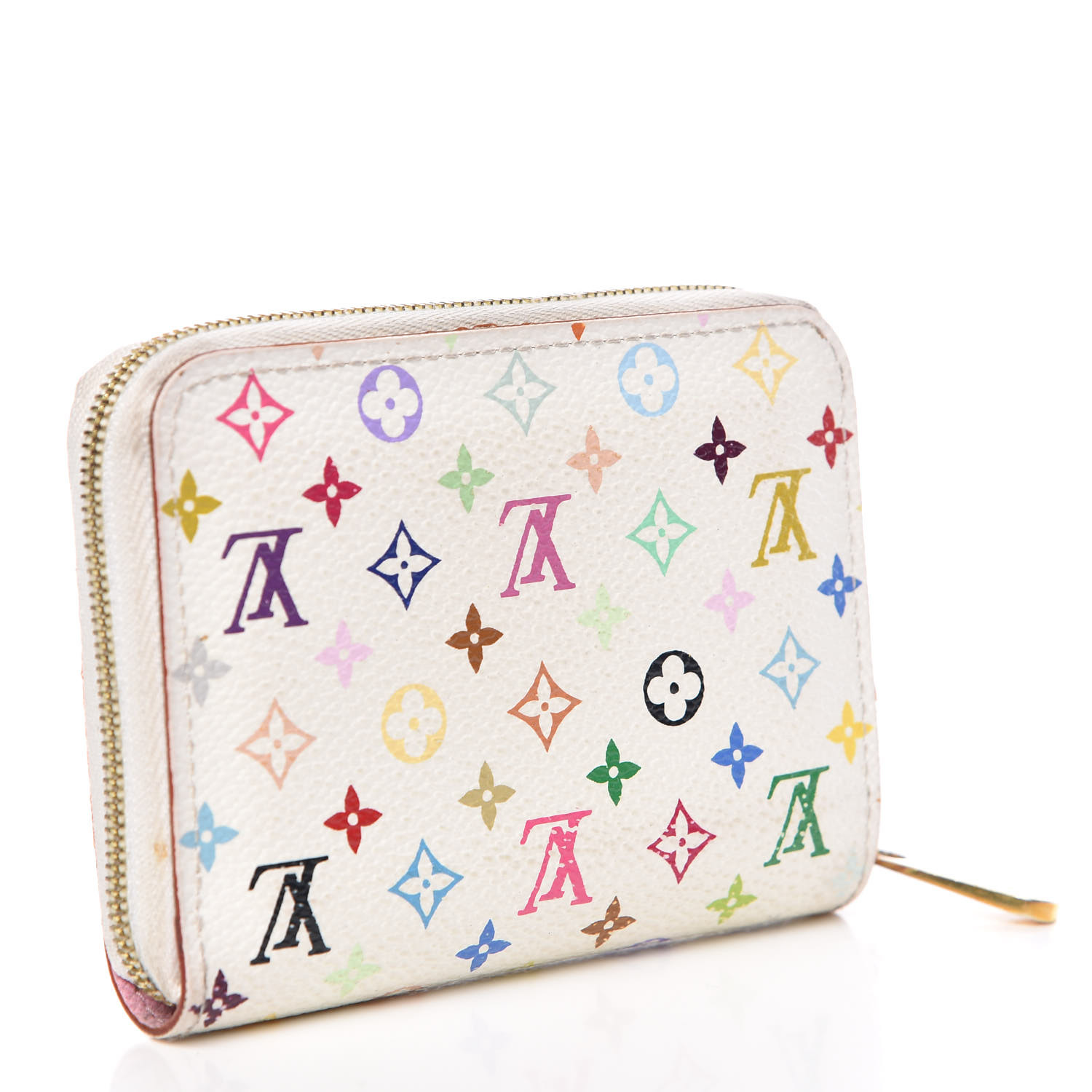 Louis Vuitton Monogram Multicolor Zippy Coin Purse Wallet White Litchi 355778 6360