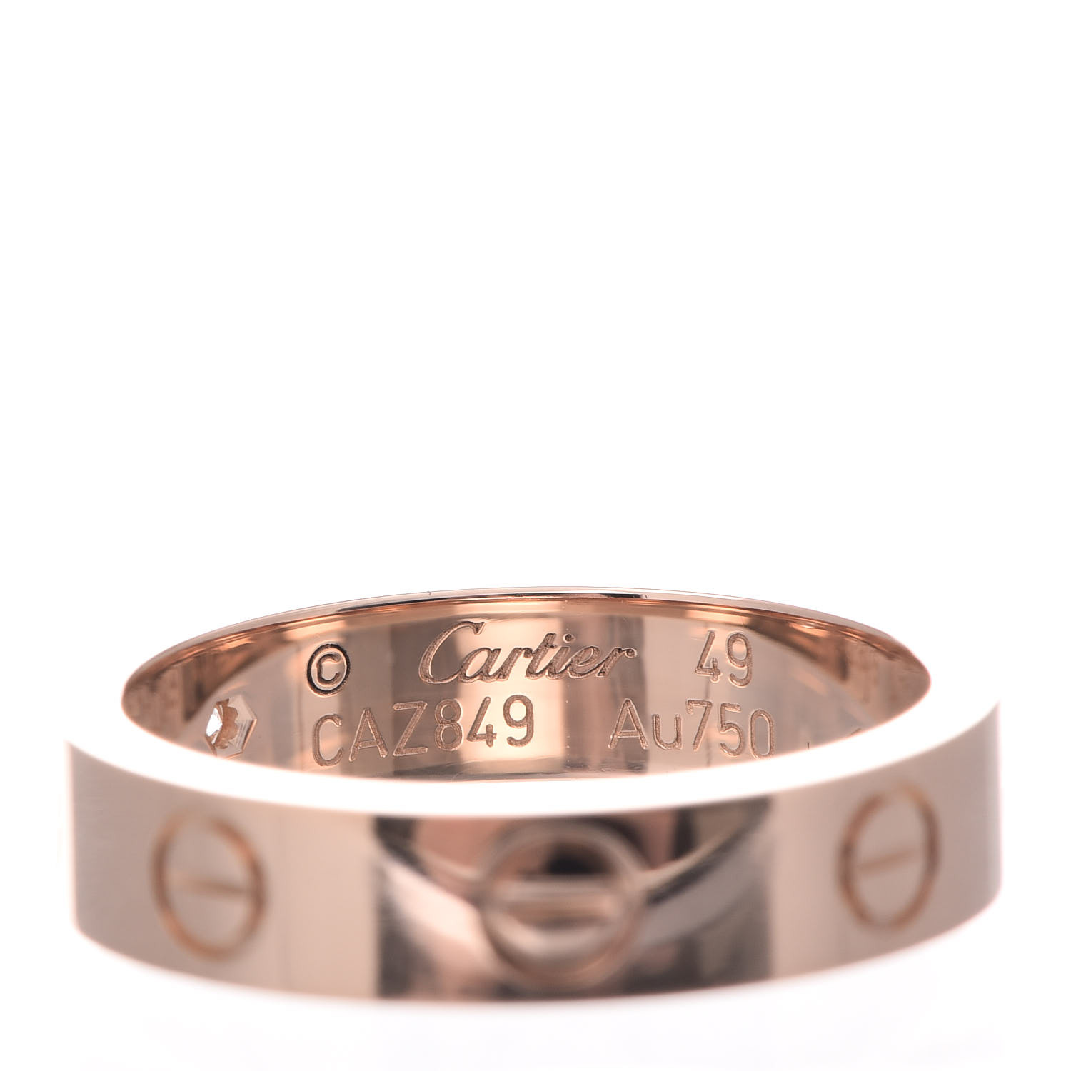 CARTIER 18K Pink Gold Diamond 4mm LOVE Ring 49 4.75 354997