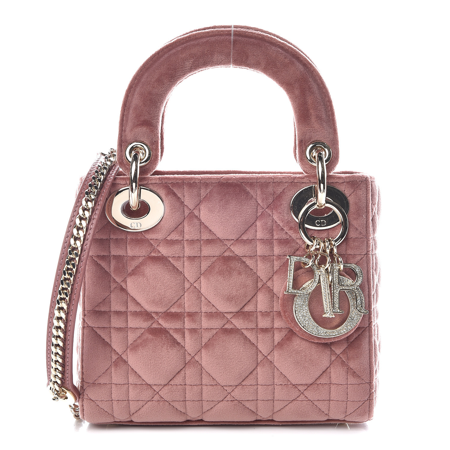CHRISTIAN DIOR Velvet Mini Lady Dior Pink 412054