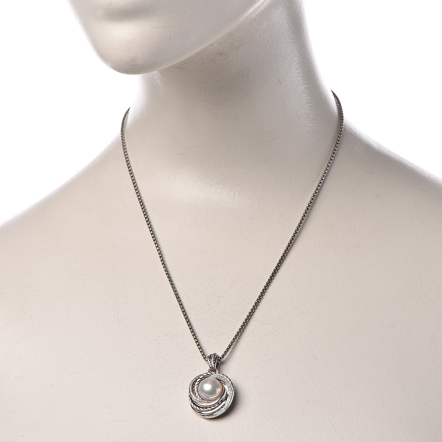 DAVID YURMAN Sterling Silver Diamond Tahitian Pearl 11mm Cable Pendant   195bbab0dd0c656f0c537ce13f62a2a7 