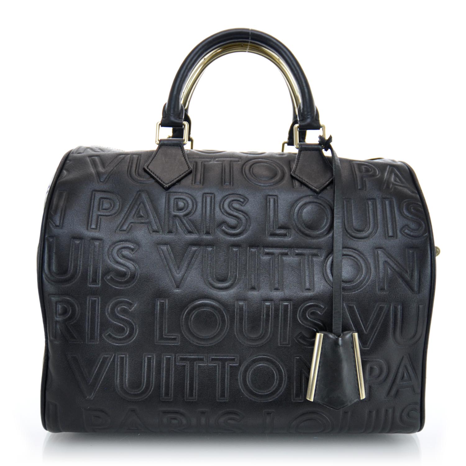 LOUIS VUITTON Calfskin Embossed Speedy Cube 30 Black 31099