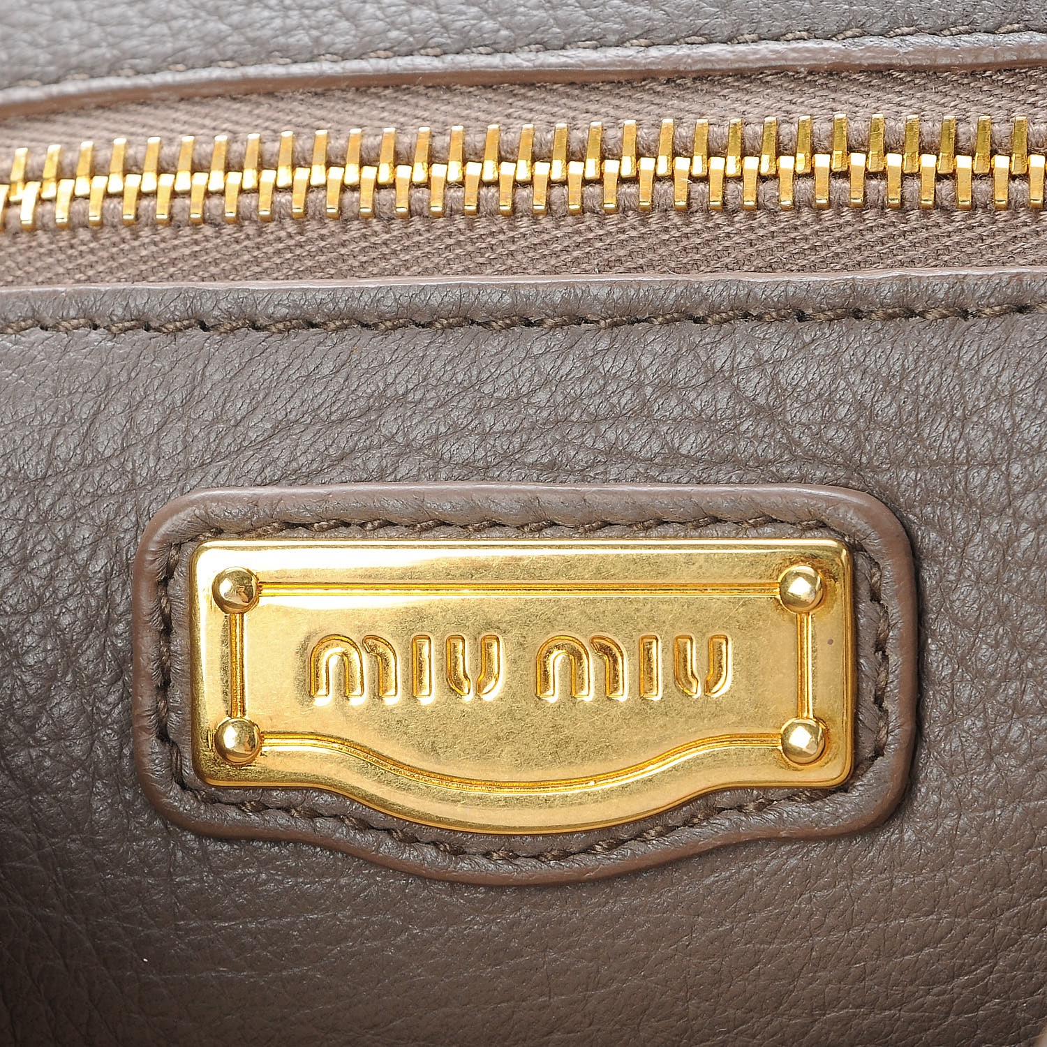 MIU MIU Cervo Front Buckle Satchel Taupe 236484 | FASHIONPHILE