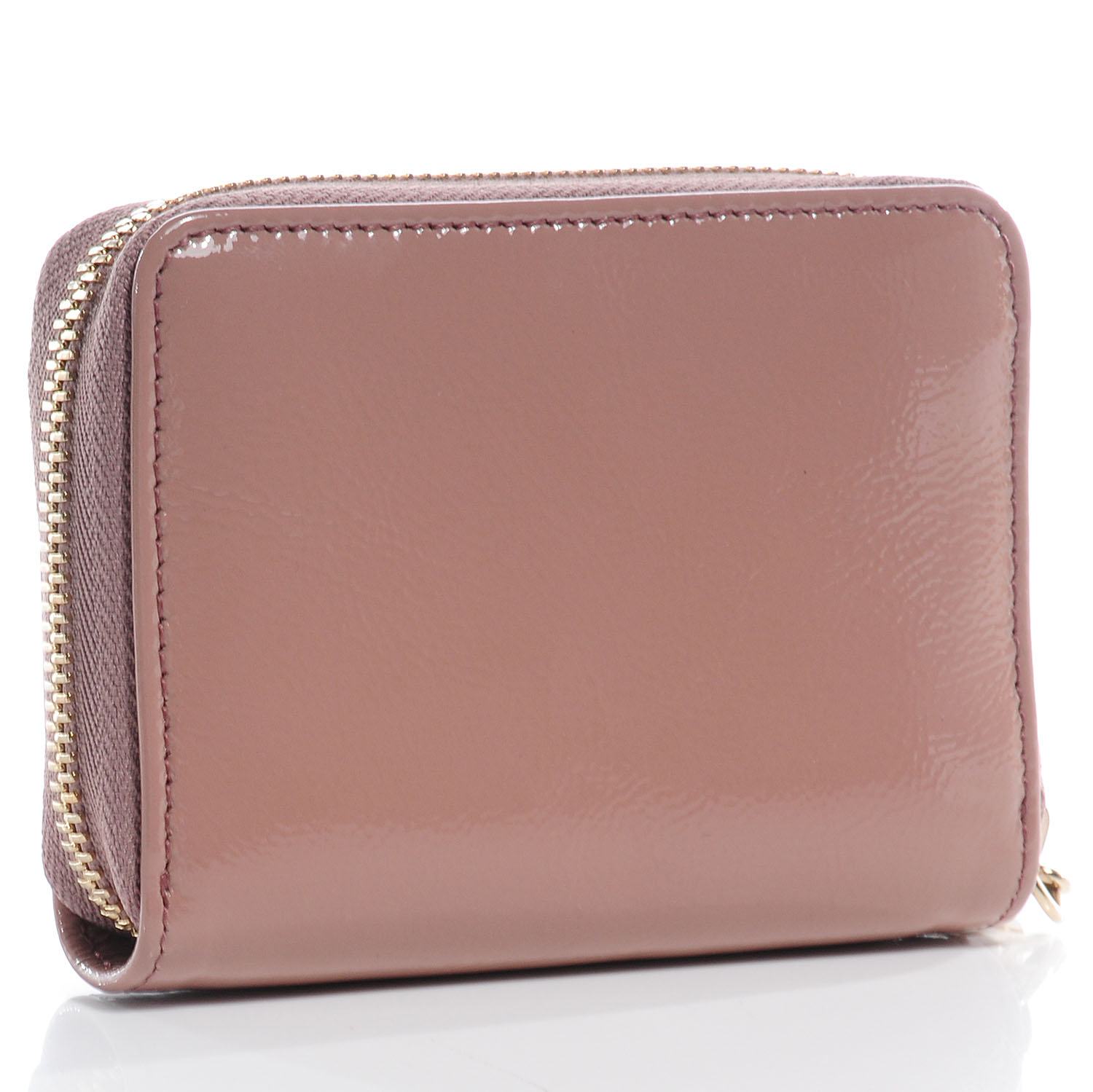 GUCCI Patent Leather Soho Compact Wallet Blush Pink 61654