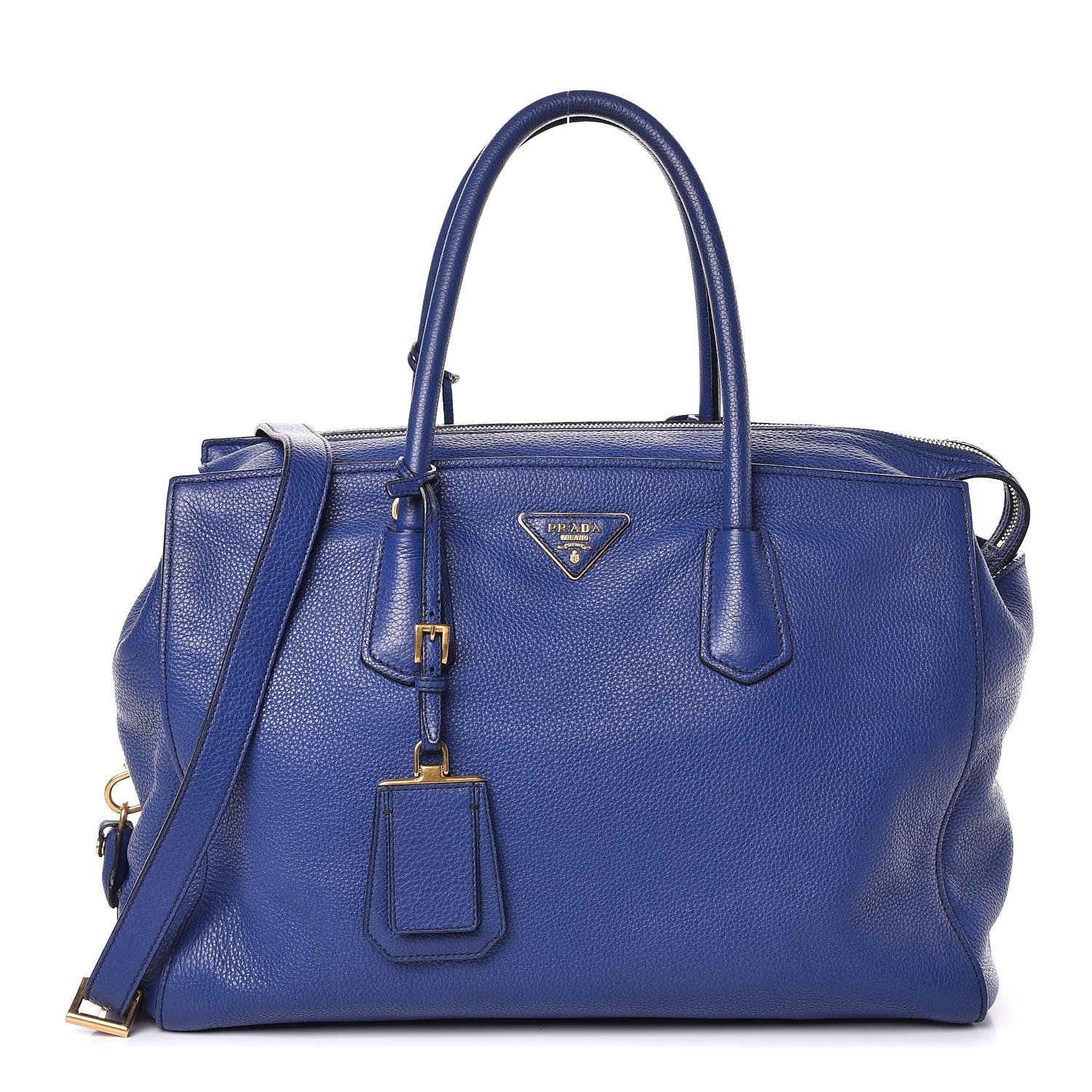 PRADA Vitello Daino Two-Way Tote Inchiostro 339305 | FASHIONPHILE