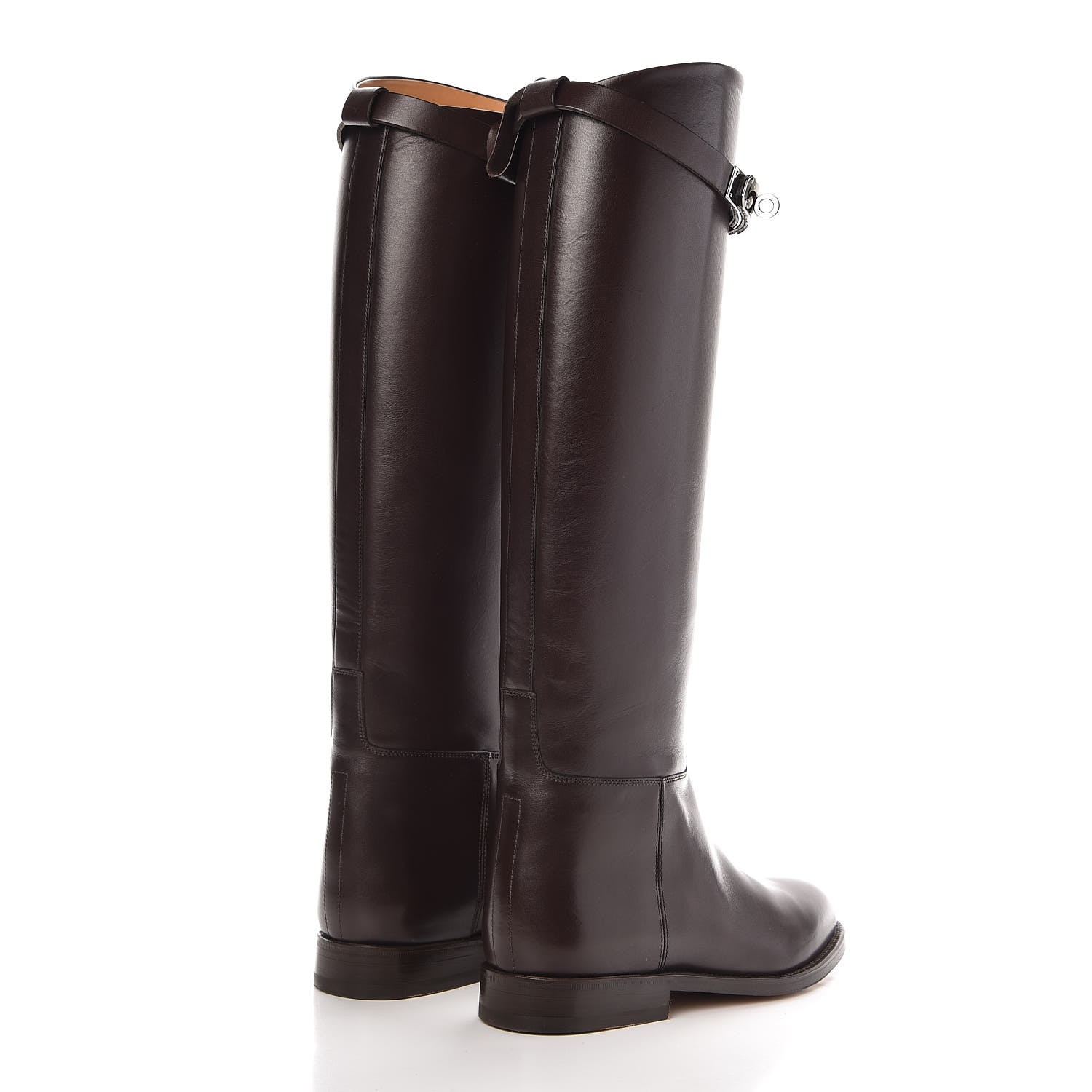 HERMES Box Kelly Jumping Boots 35.5 Chocolate 320396