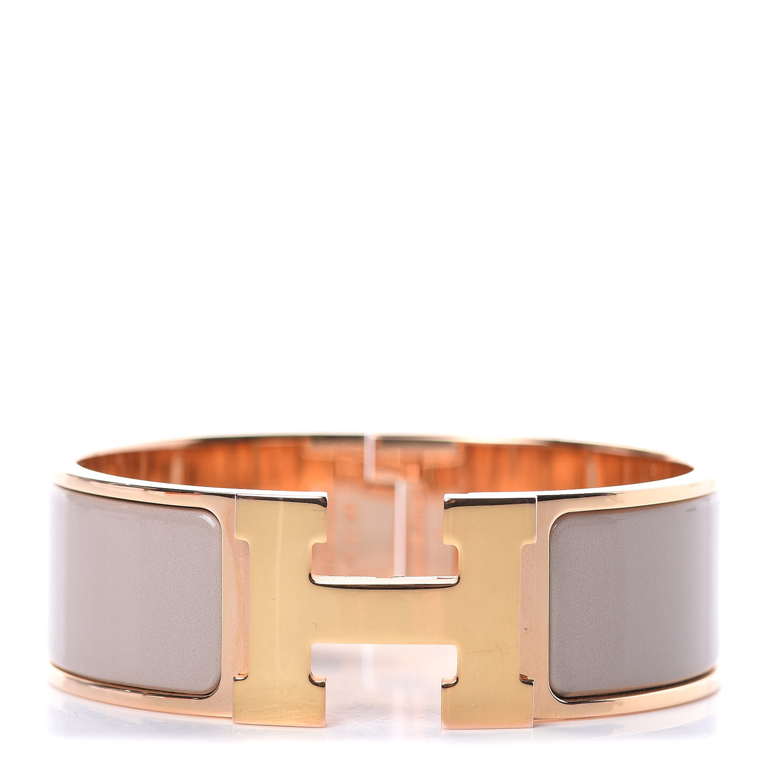 HERMES Enamel Wide Clic Clac H Bracelet PM Marron Glace 420965