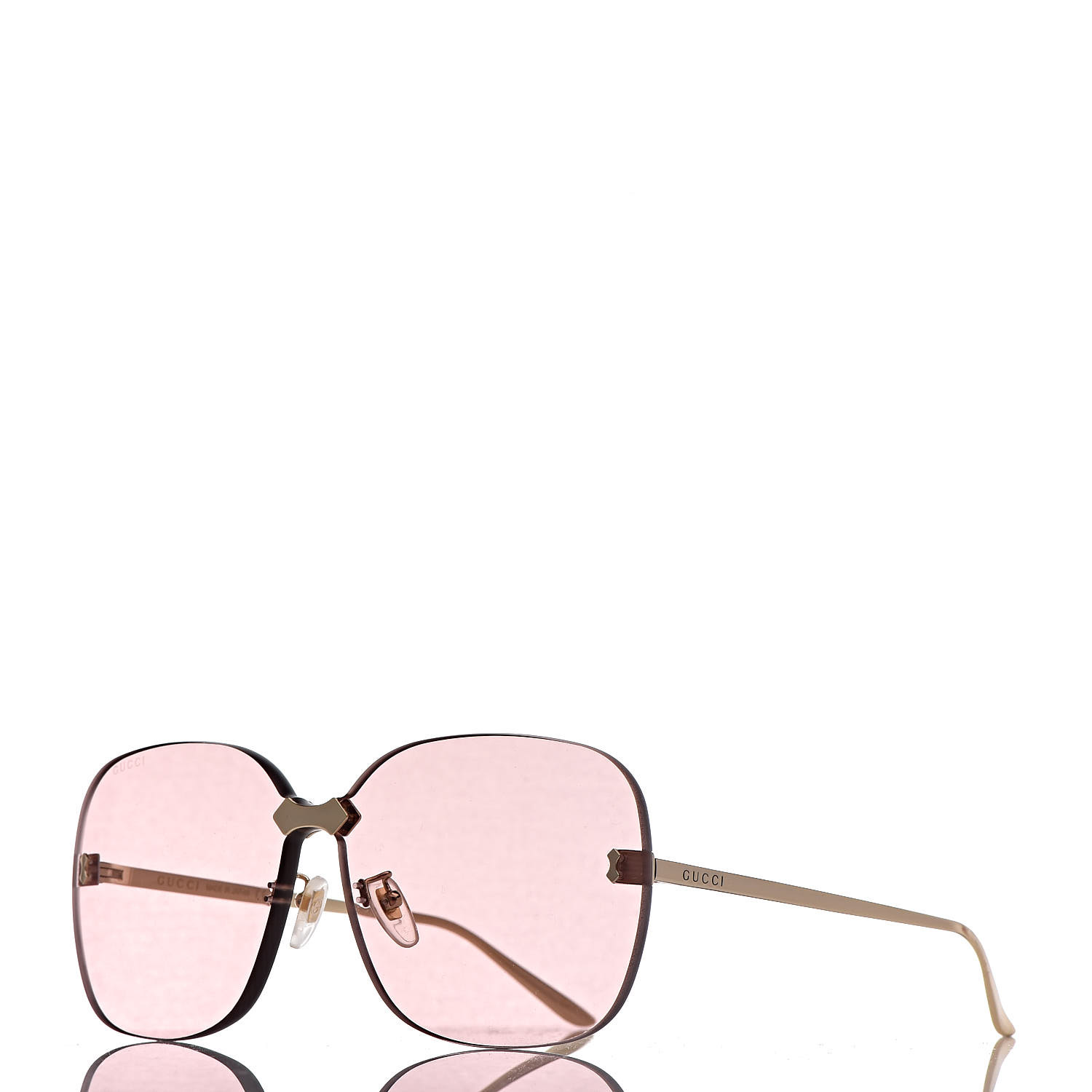 GUCCI Rimless Sunglasses GG0355S Gold Flash Pink 421537