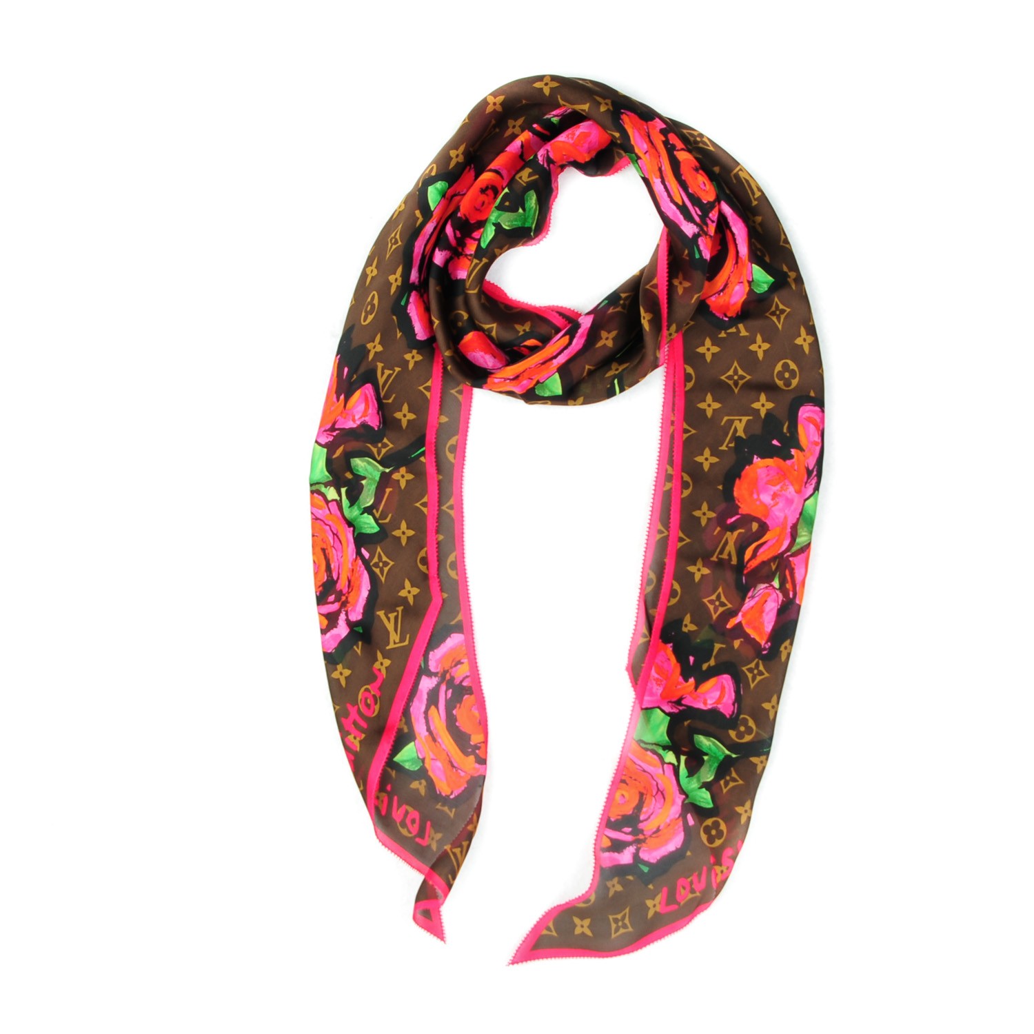 Louis Vuitton Carre All The Straps M76653 Scarf 100% Silk Rose