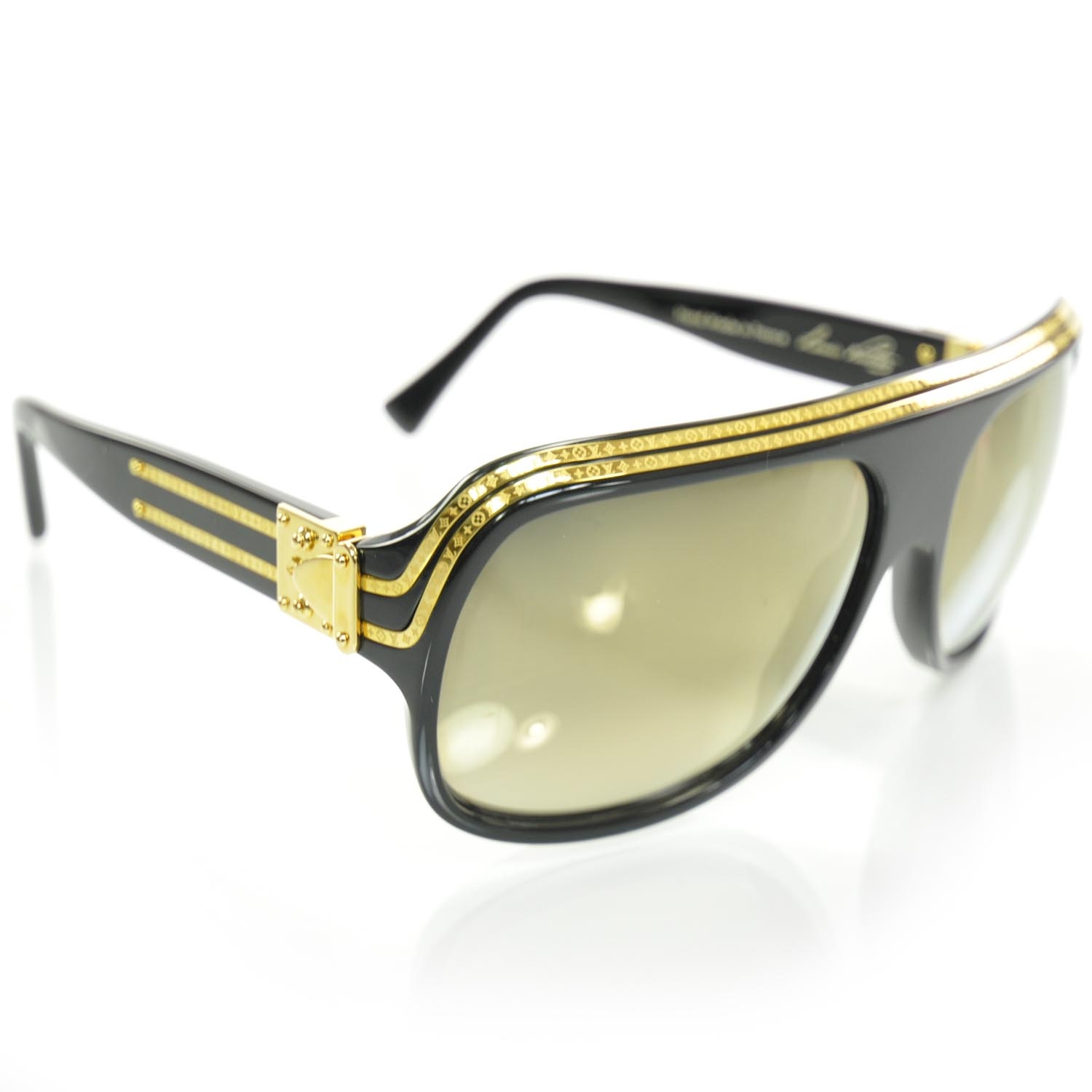 Louis Vuitton men/women White Millionaire Sunglasses w/Gold Trim