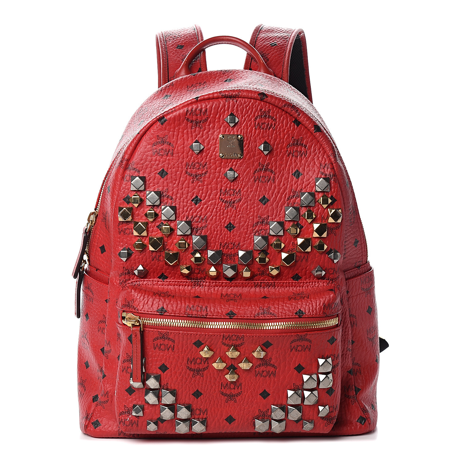 all red mcm backpack