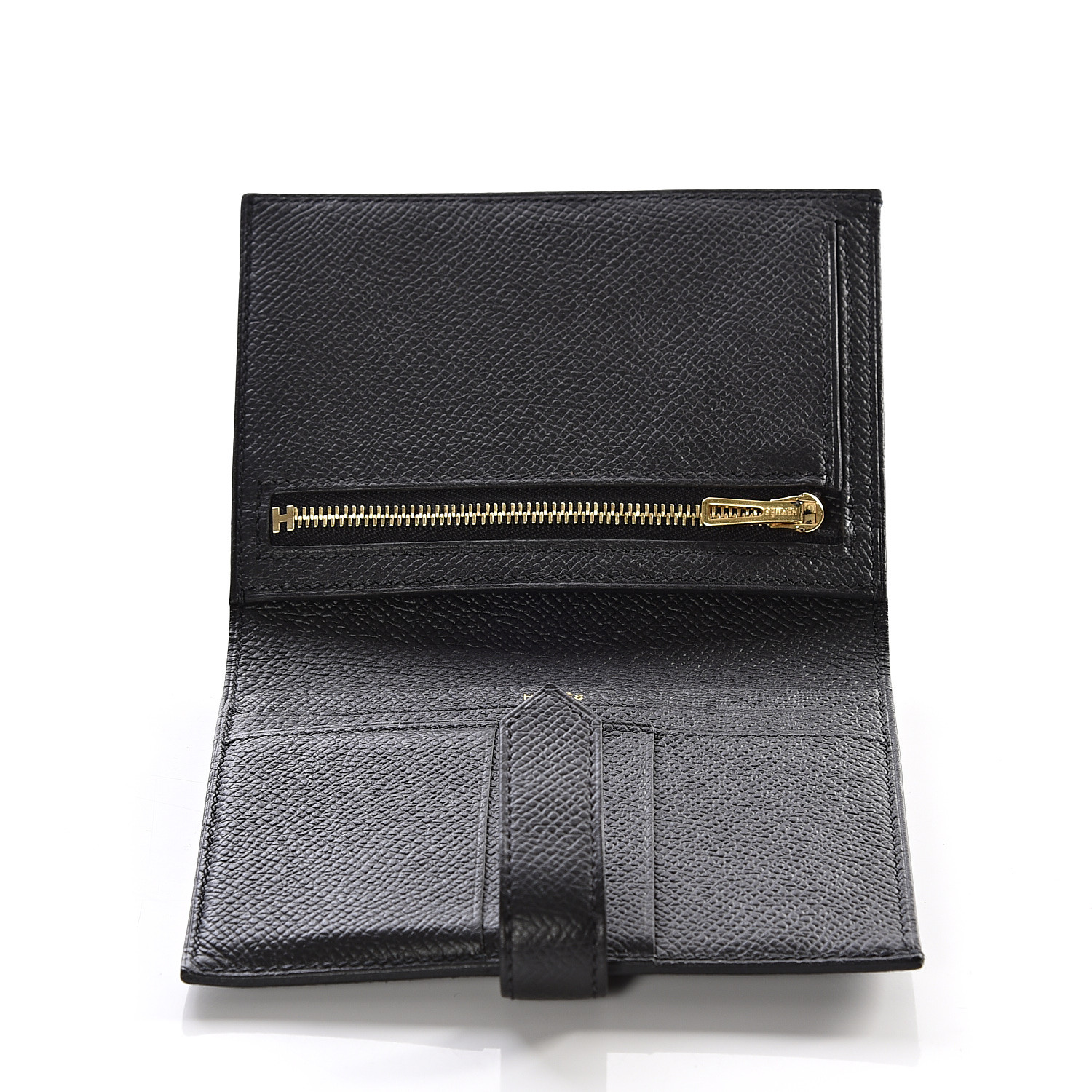 HERMES Epsom Bearn Compact Wallet Black 546426