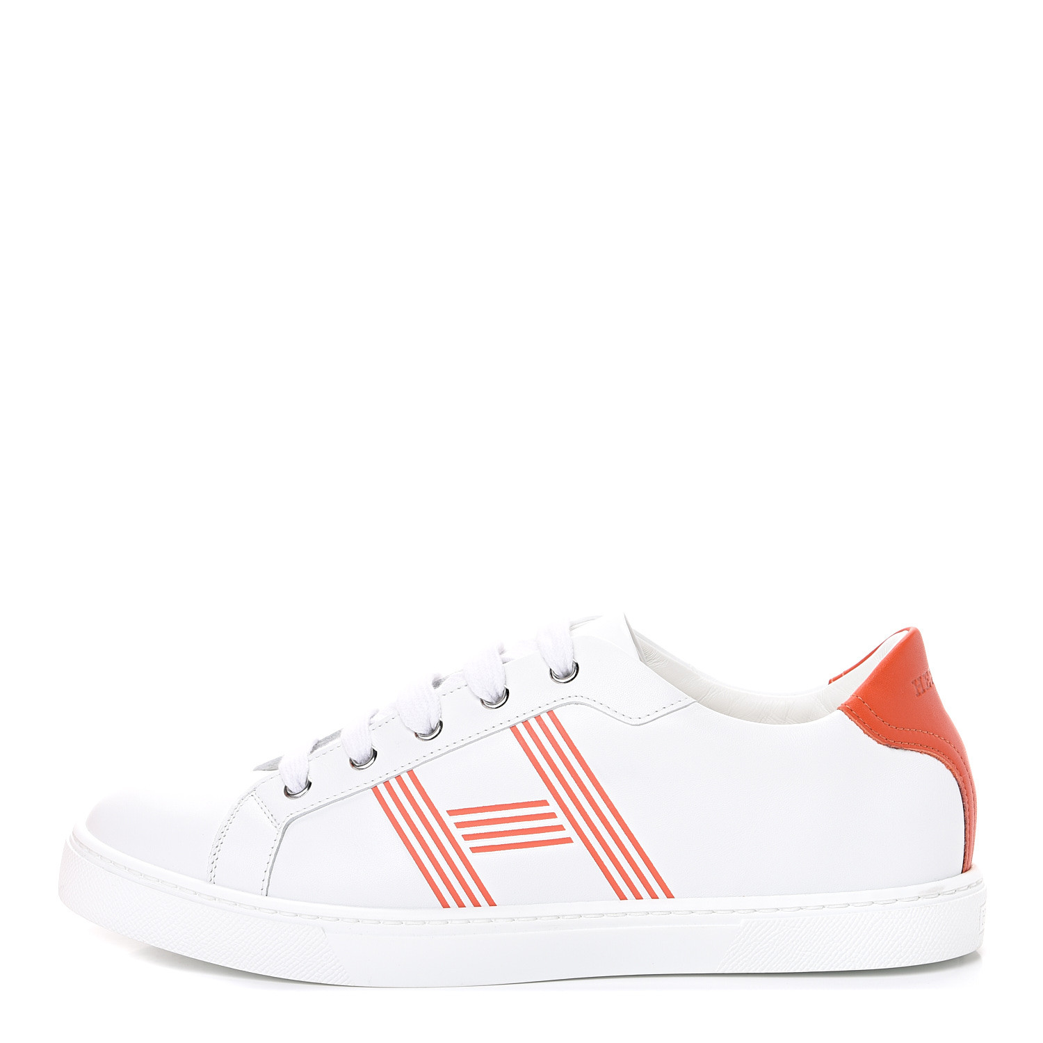 HERMES Calfskin Womens Advantage Sneakers 41 White Orange 547615 ...