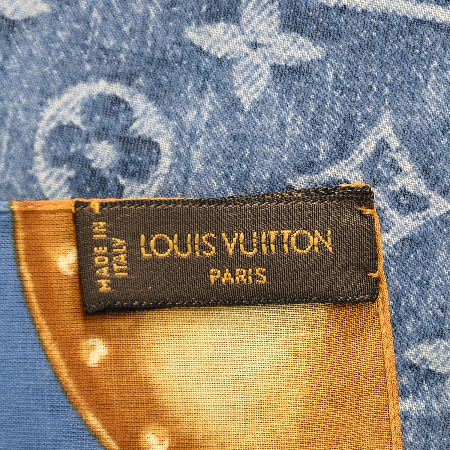 LOUIS VUITTON Silk Monogram Denim Bandana Scarf Blue 184984