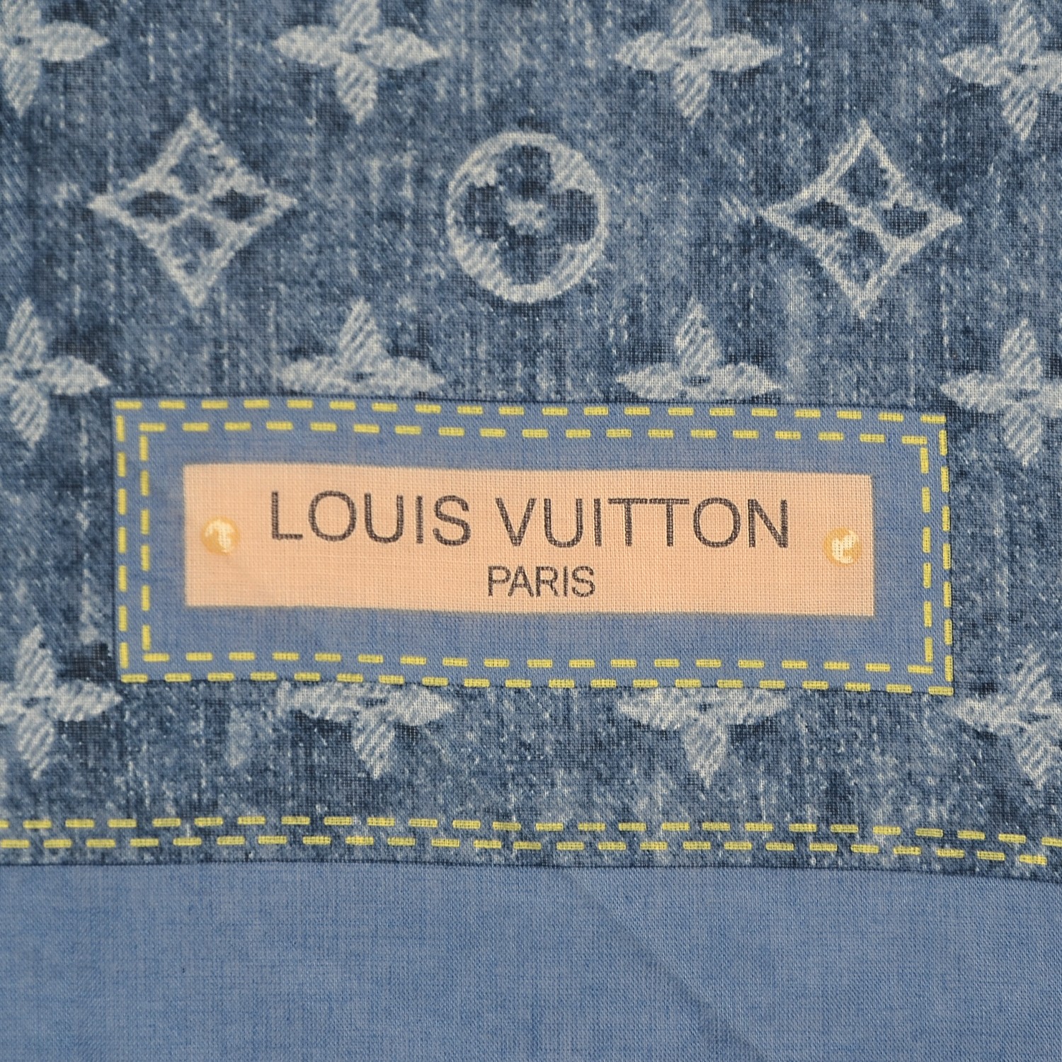 LOUIS VUITTON Silk Monogram Denim Bandana Scarf Blue 184984