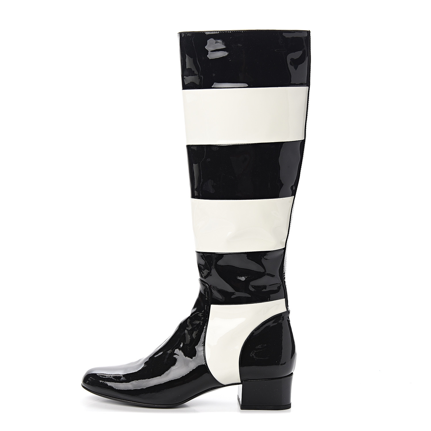black and white striped boots