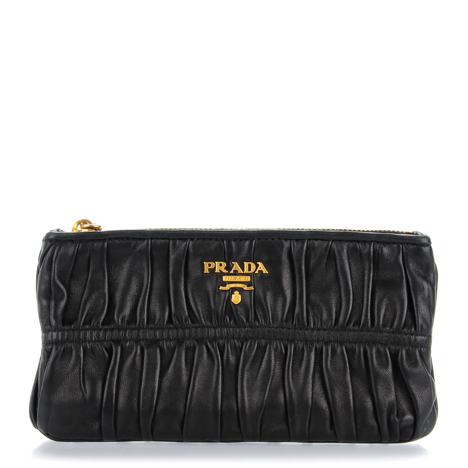 PRADA Nappa Gaufre Small Zip Pouch Nero Black 142857