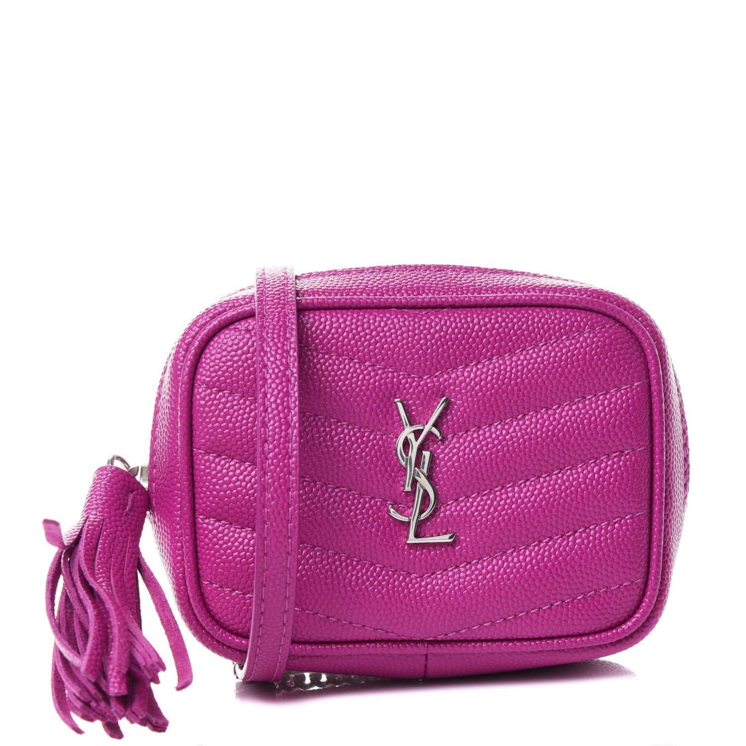 Saint Laurent Grain De Poudre Matelasse Monogram Baby Lou Camera Bag Electric Fuxia Fashionphile