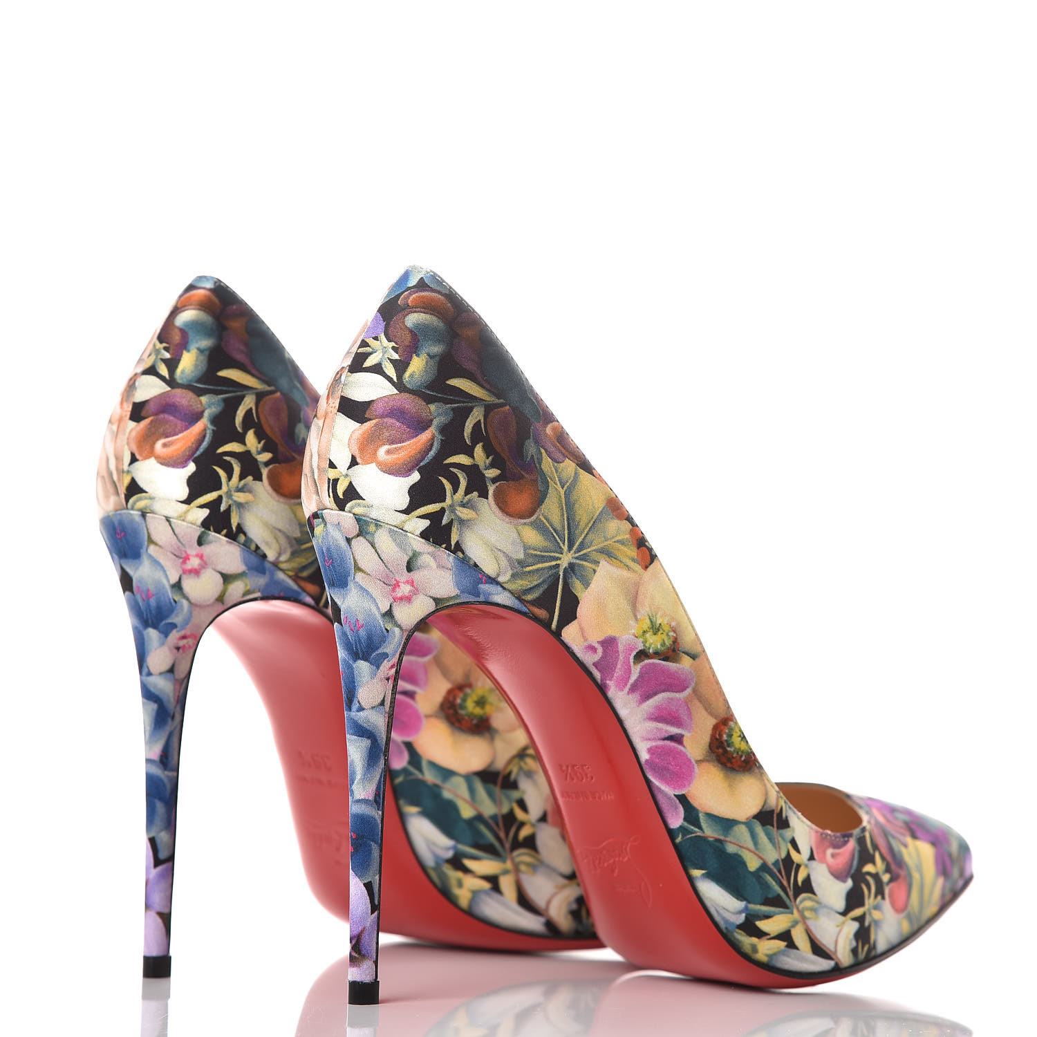 CHRISTIAN LOUBOUTIN Satin Flower Power Pigalle Follies 100 Pumps 39.5 ...