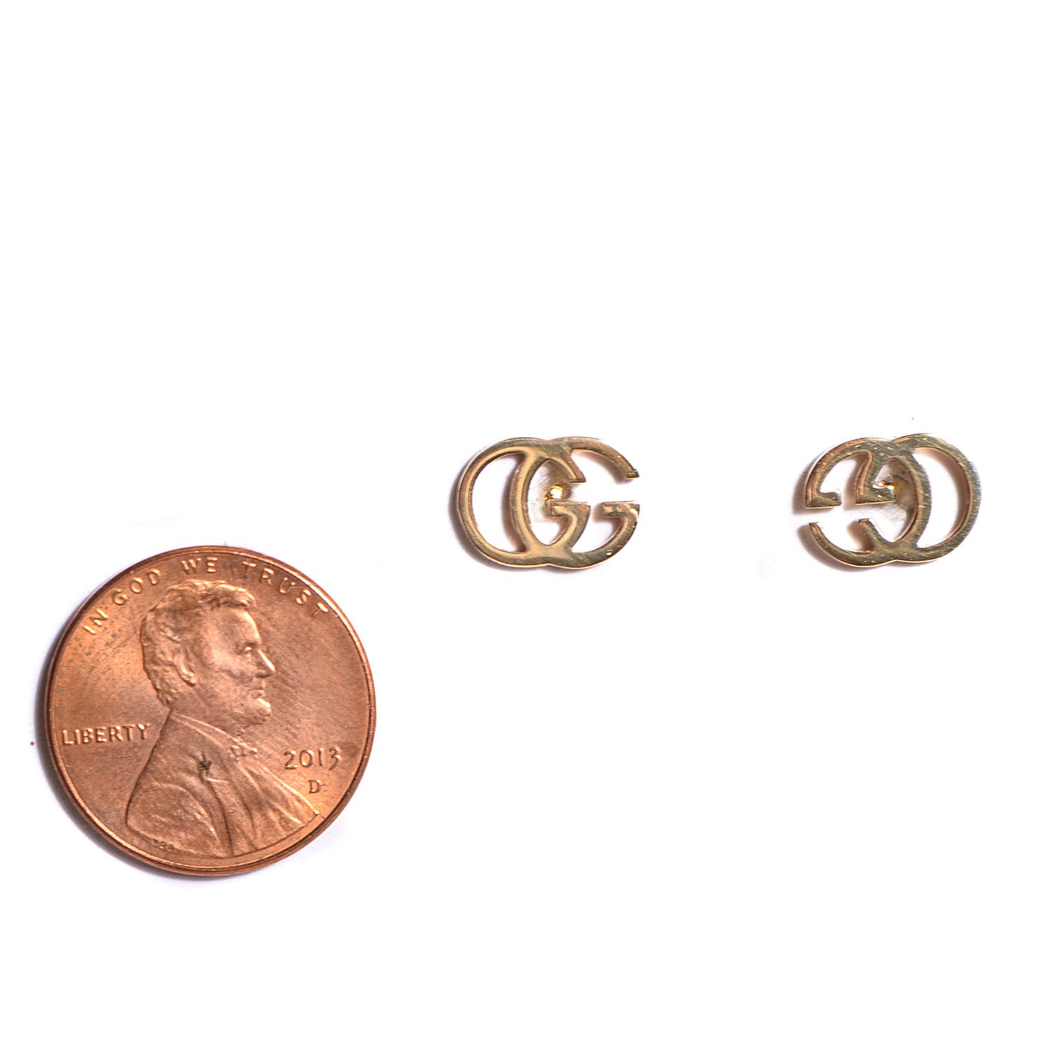 GUCCI 18K Yellow Gold GG Tissue Stud Earrings 105056