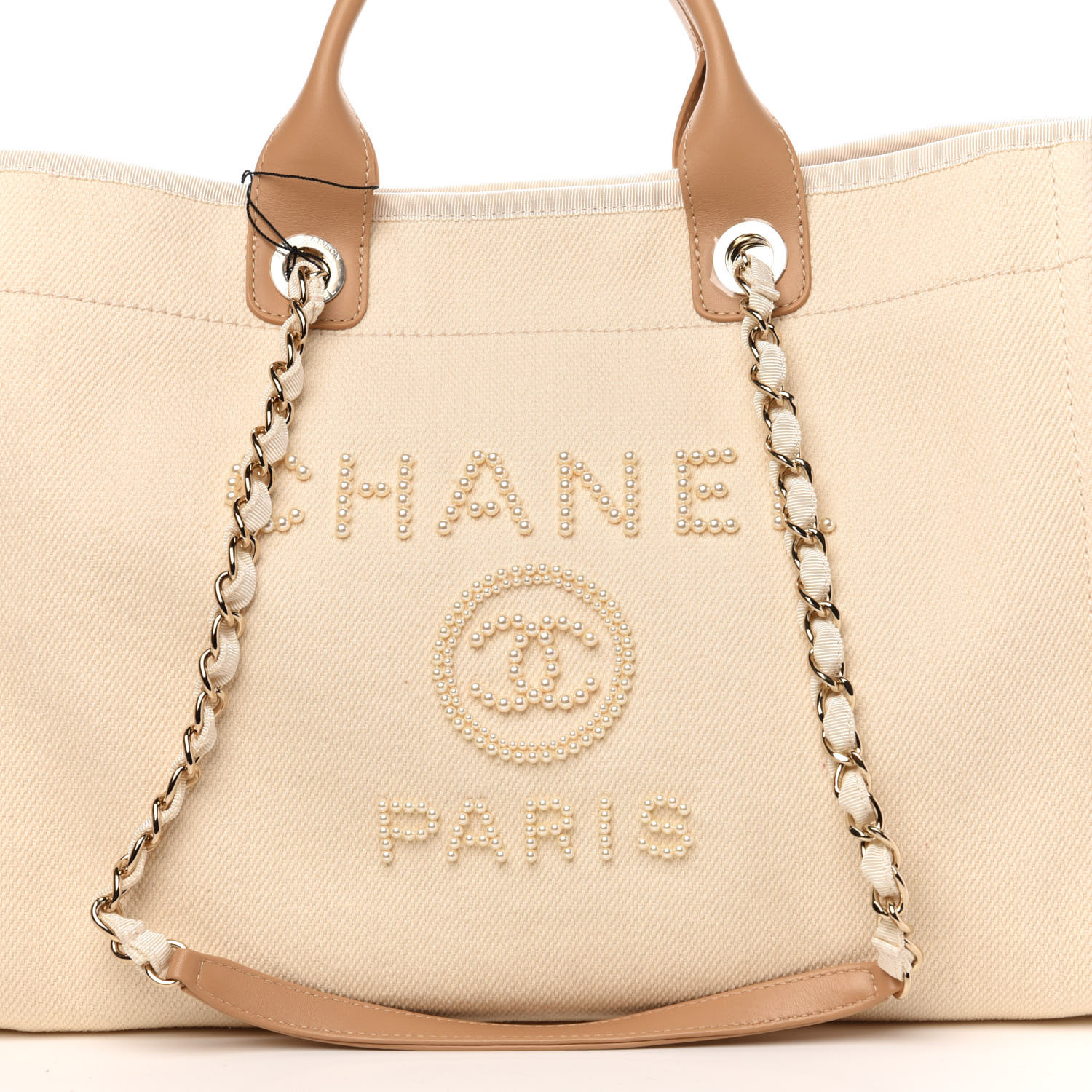 chanel deauville pearl ecru canvas tote