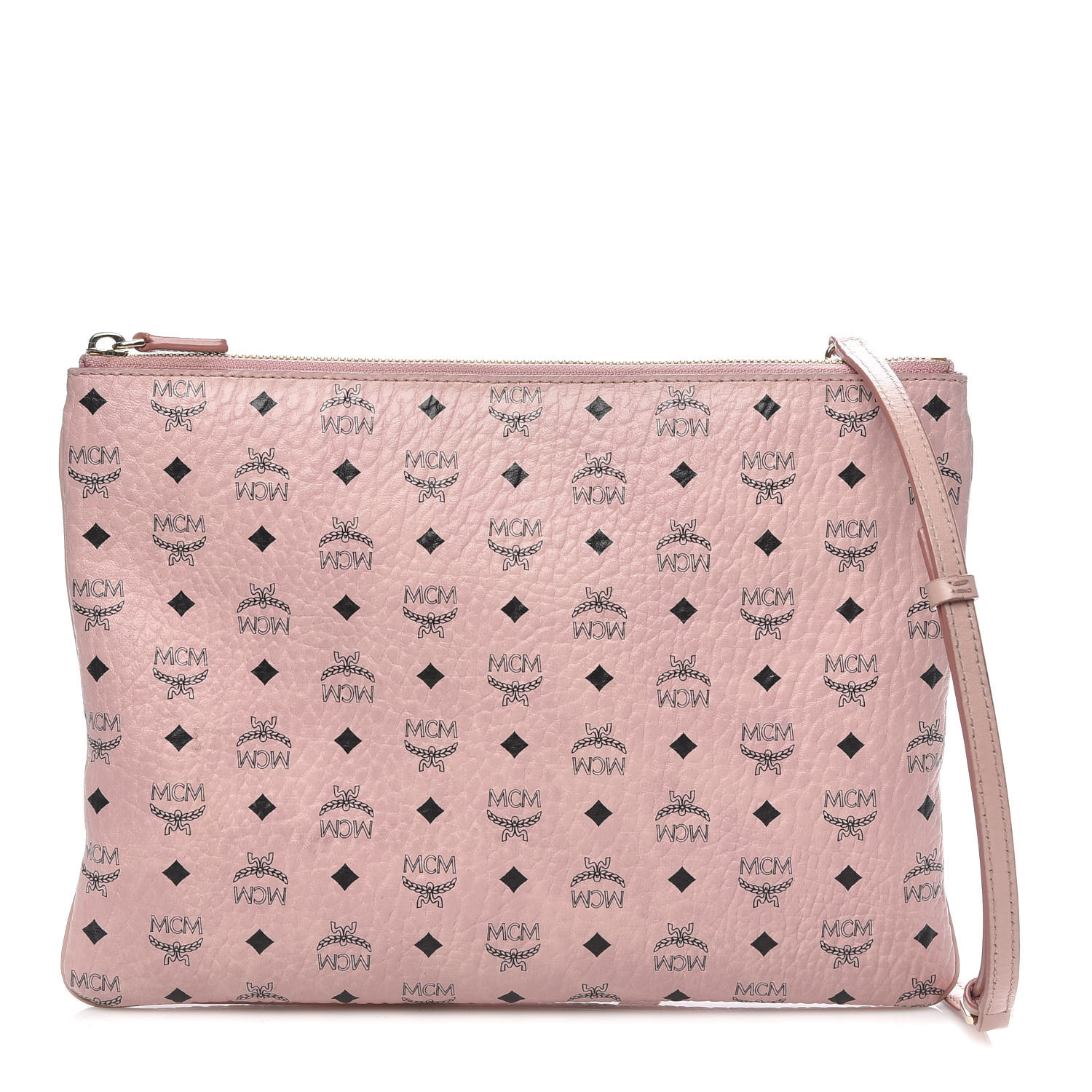 MCM Visetos Medium Crossbody Pouch Soft Pink 640737 | FASHIONPHILE