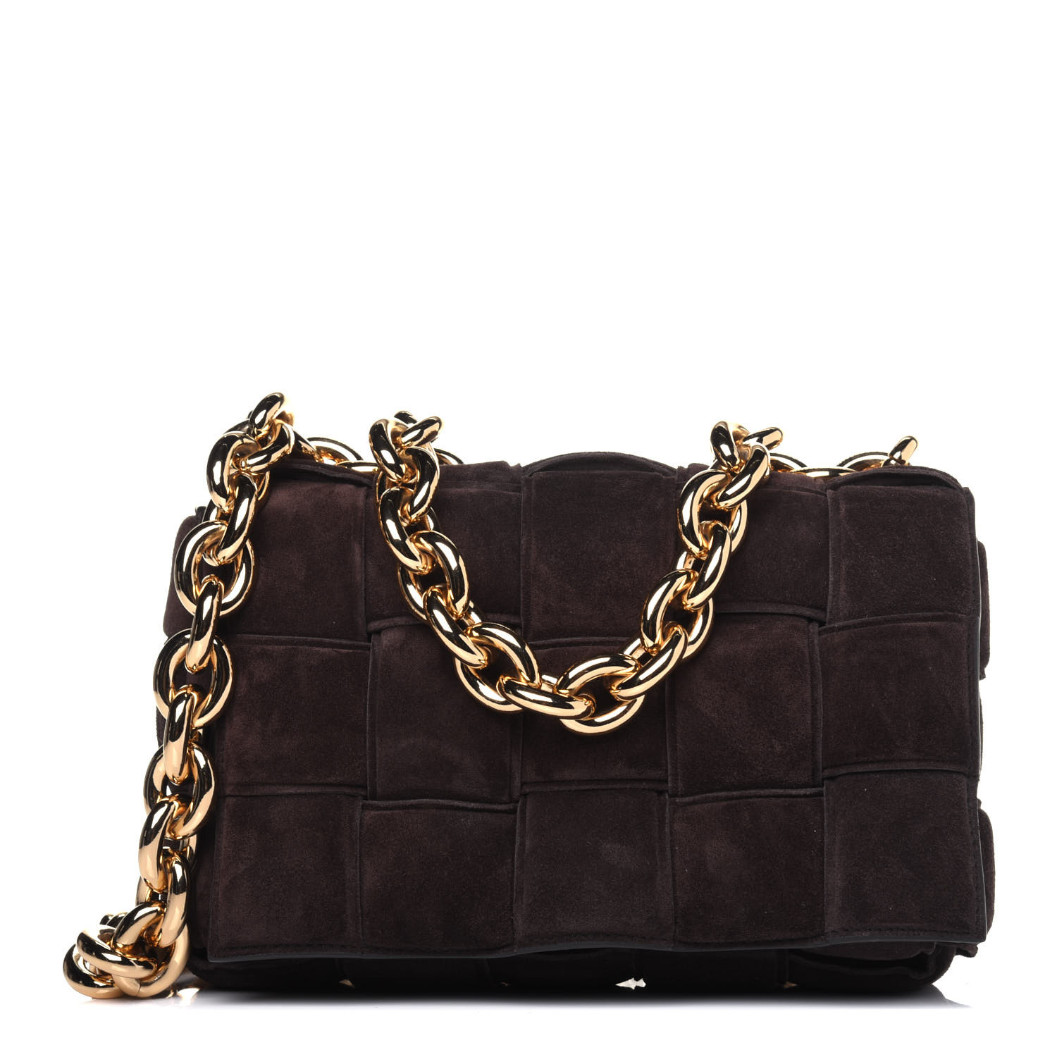 BOTTEGA VENETA Suede Maxi Intrecciato Padded Chain Cassette Crossbody ...