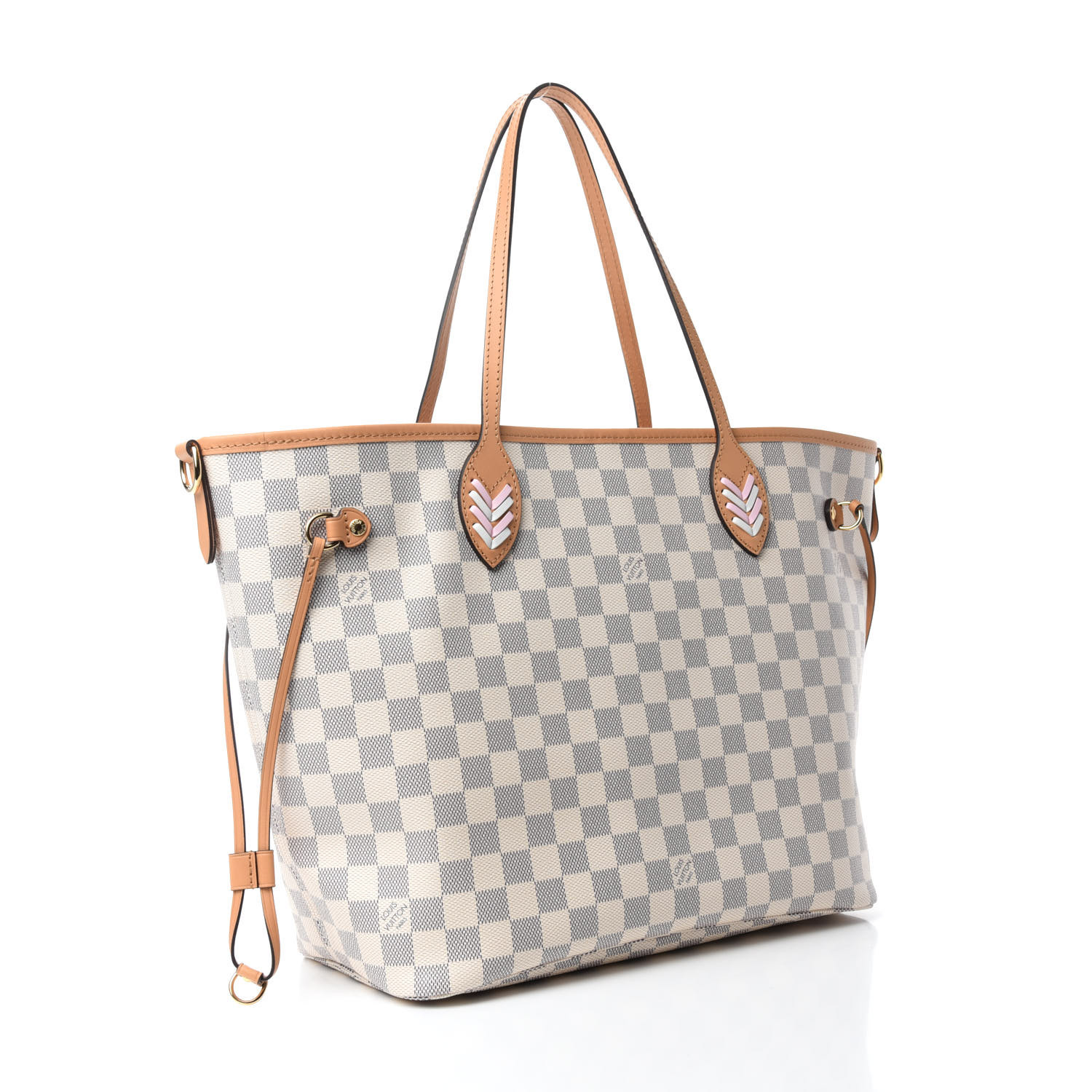 LOUIS VUITTON Damier Azur Braided Neverfull MM Pink 726132 | FASHIONPHILE