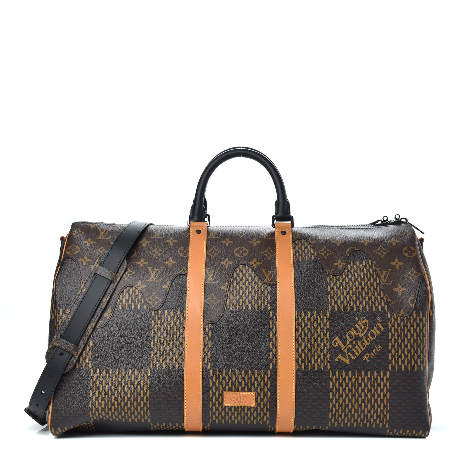 LOUIS VUITTON X NIGO Giant Damier Ebene Monogram Keepall Bandouliere 50 ...