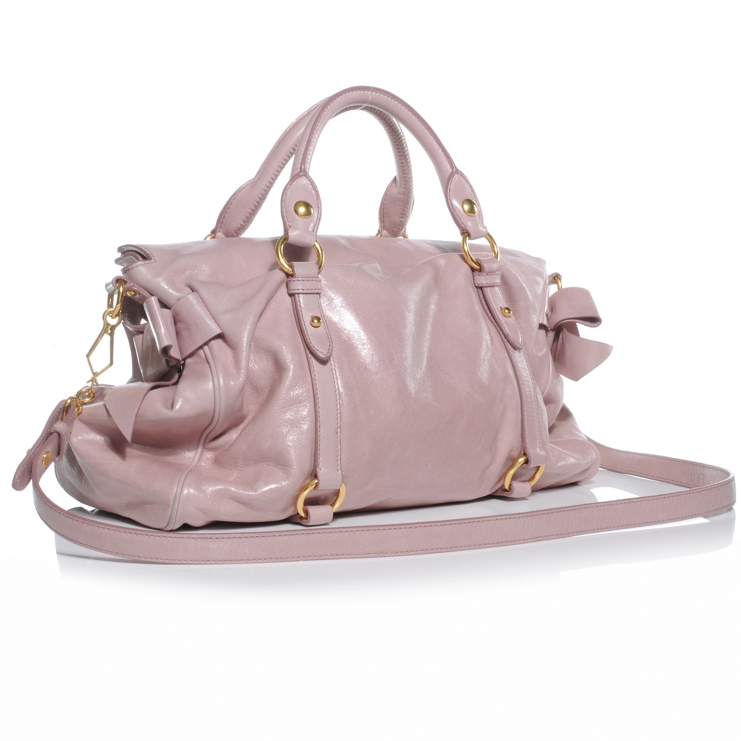 MIU MIU Vitello Lux Bow Bag Mughetto 43086