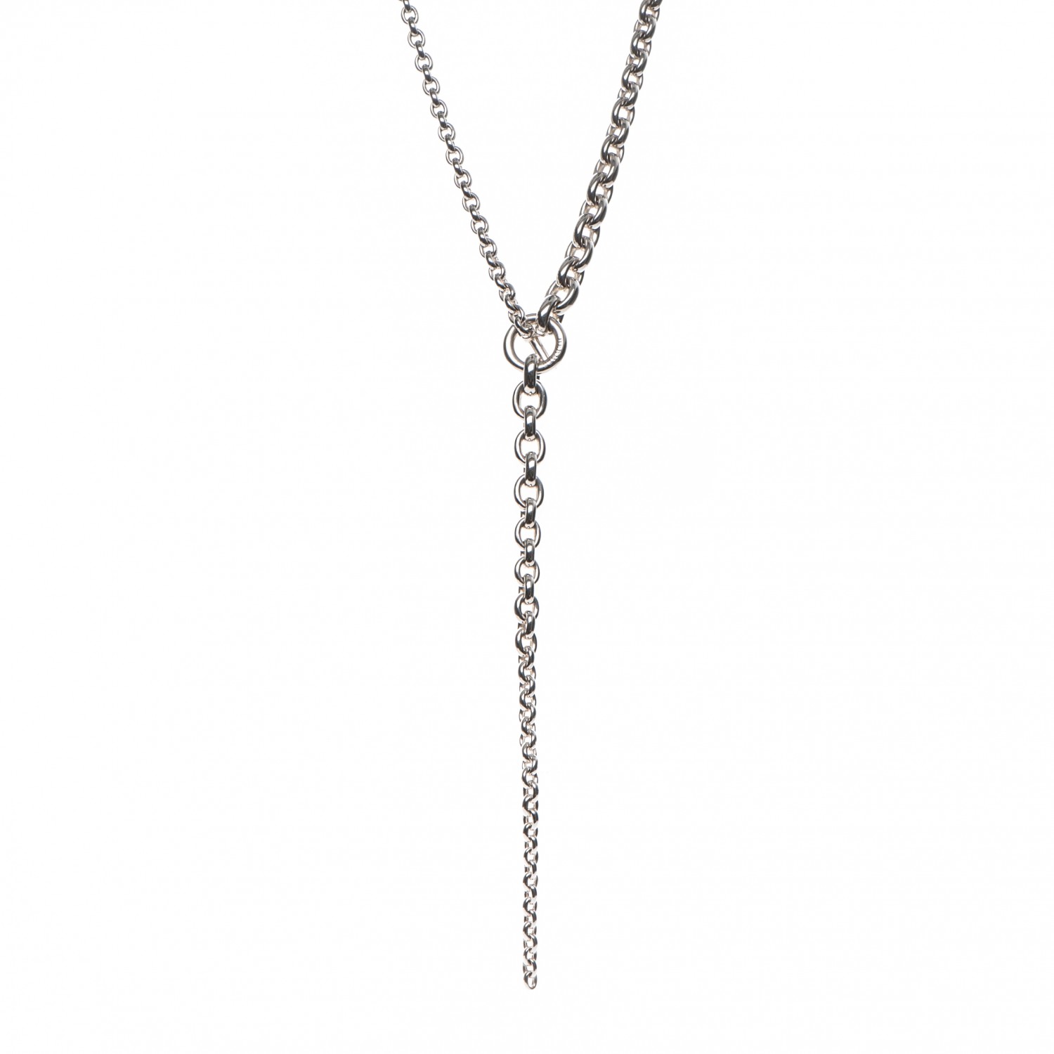 HERMES Sterling Silver Crescendo Long Necklace 180935