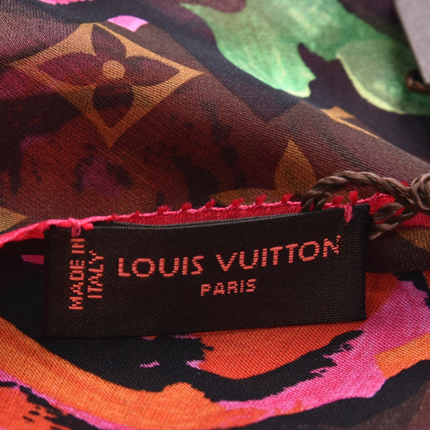 LOUIS VUITTON Silk Monogram Stephen Sprouse Roses Scarf Marron 222251