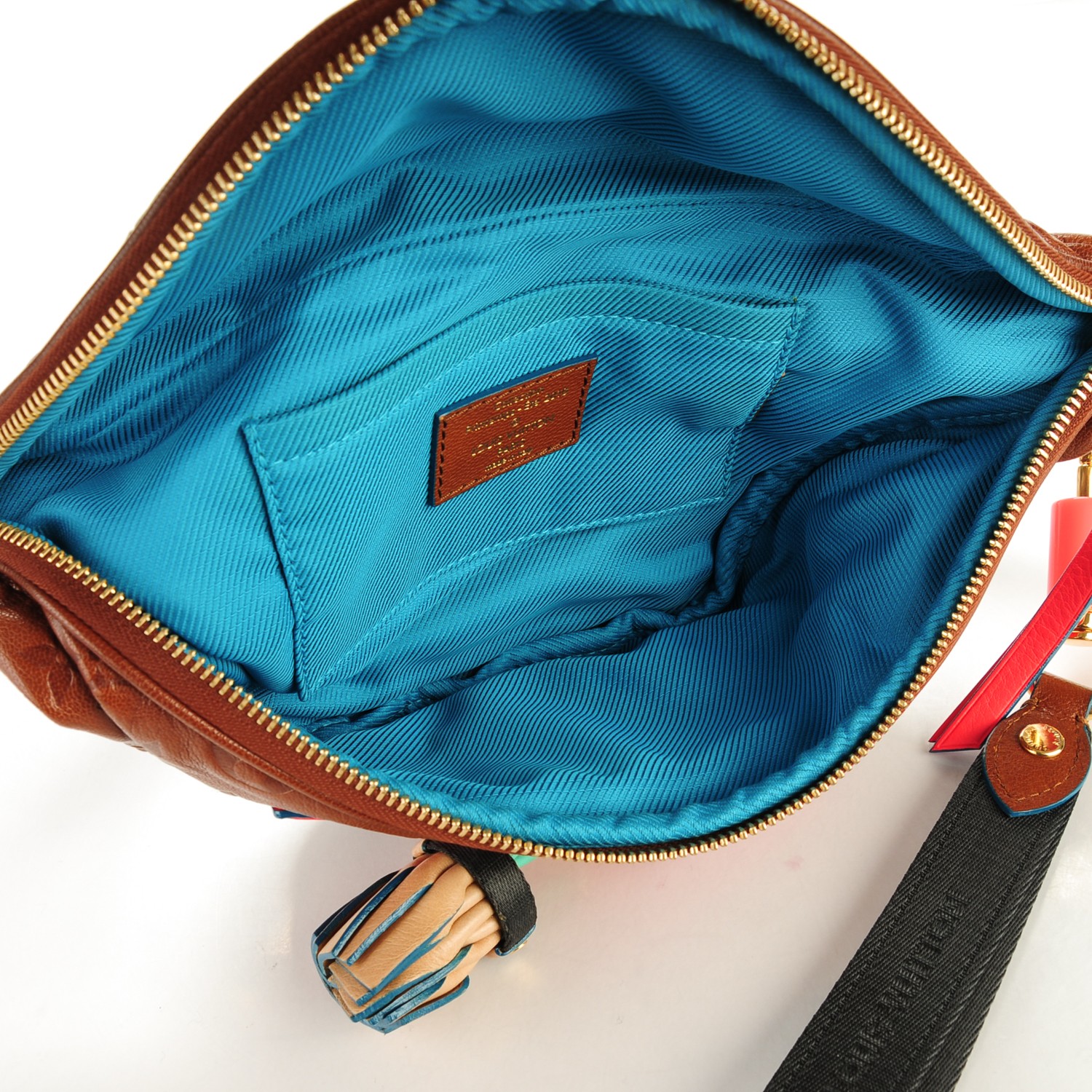 Brown & Teal Tulled Leather Bum Bag with LV – Emma Lou's Boutique