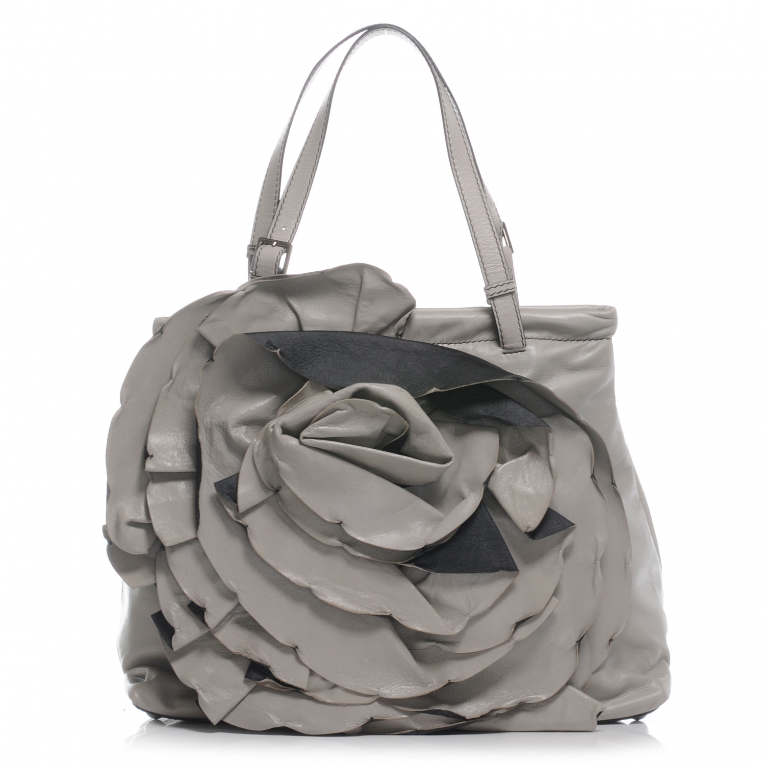 VALENTINO Leather Petale Hobo Grey 44780