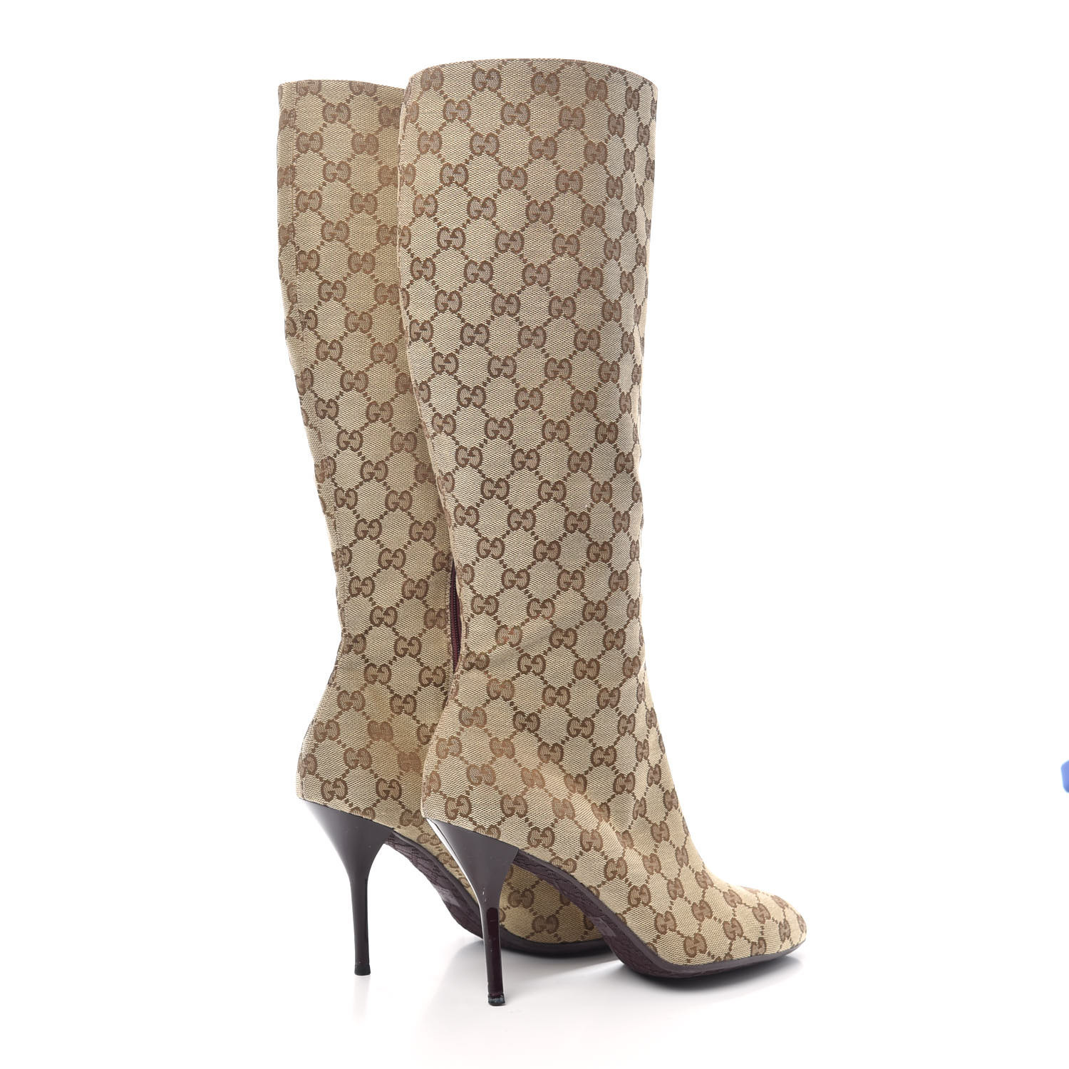 GUCCI Monogram Womens Tall Boots 40 Beige Ebony 745594 | FASHIONPHILE