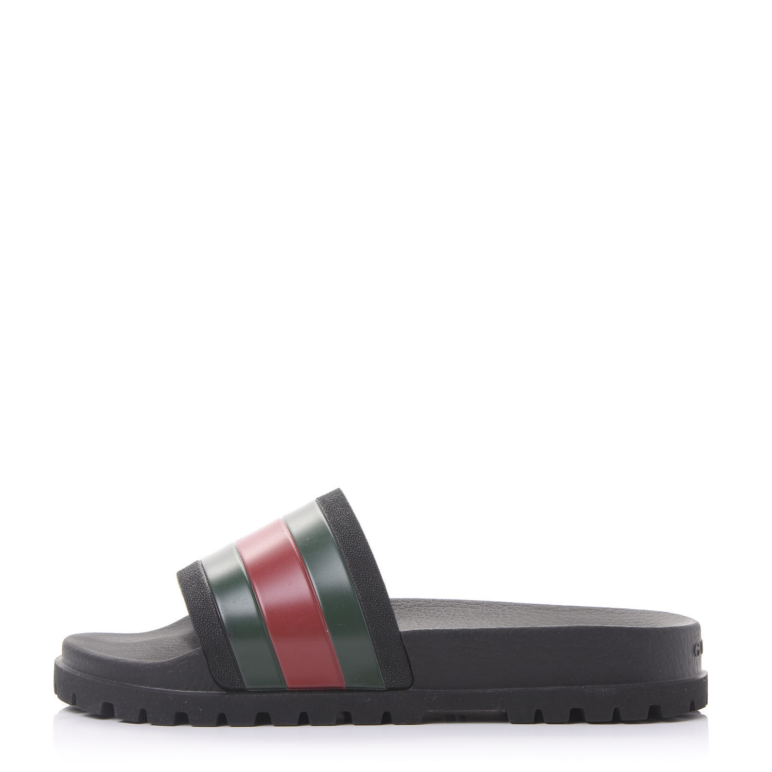 gucci rubber slides with web