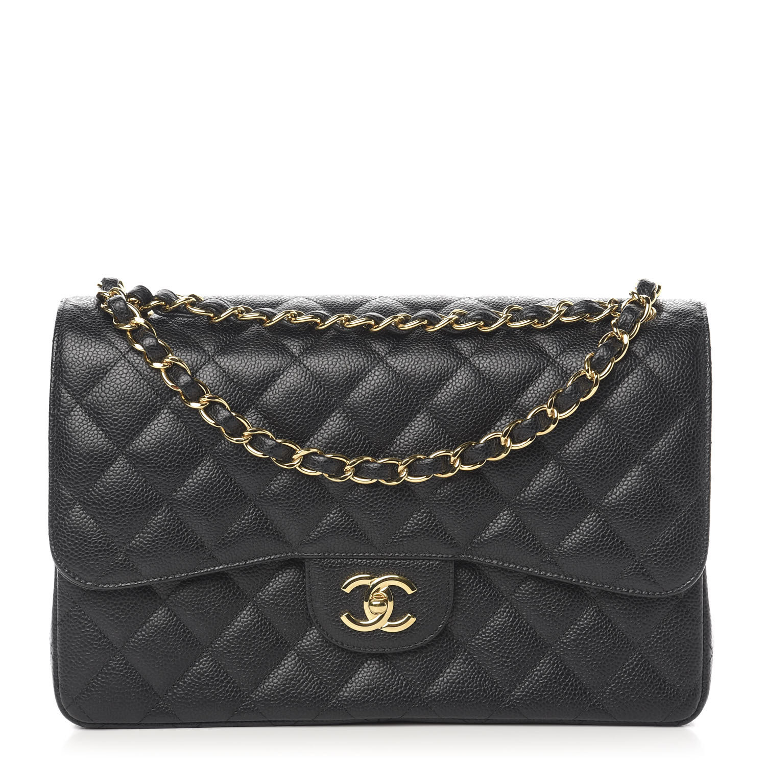 chanel black caviar jumbo double flap silver hardware