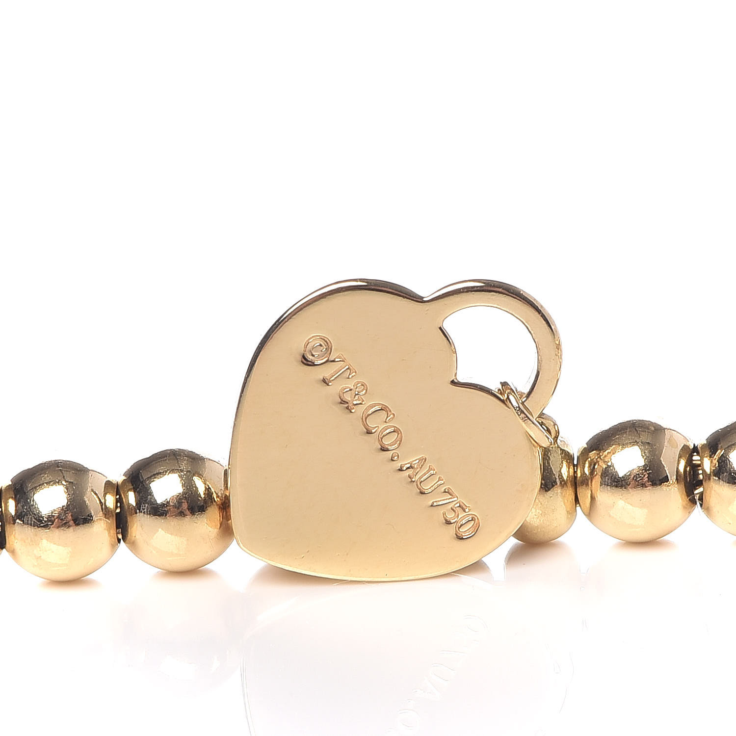 Tiffany 18k Yellow Gold 4mm Return To Tiffany Bead Heart Tag Bracelet 