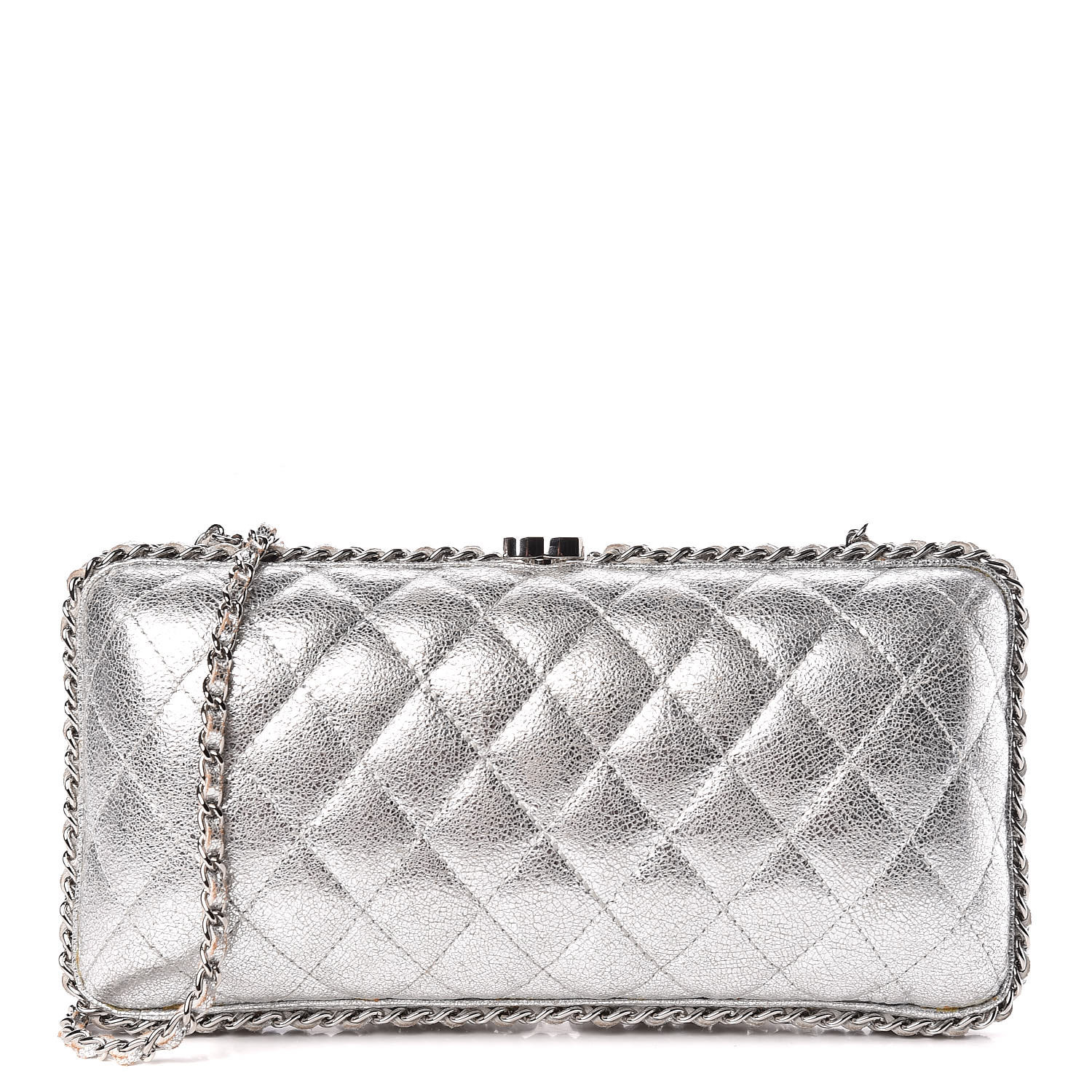 chanel silver clutch