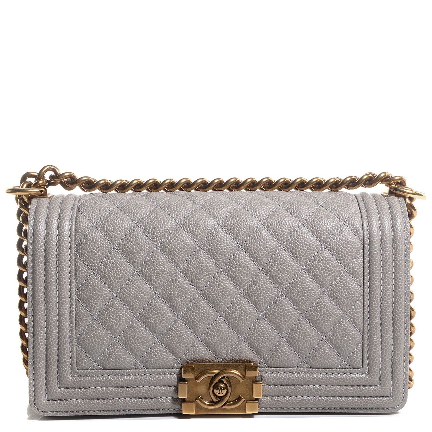 chanel boy bag grey gold